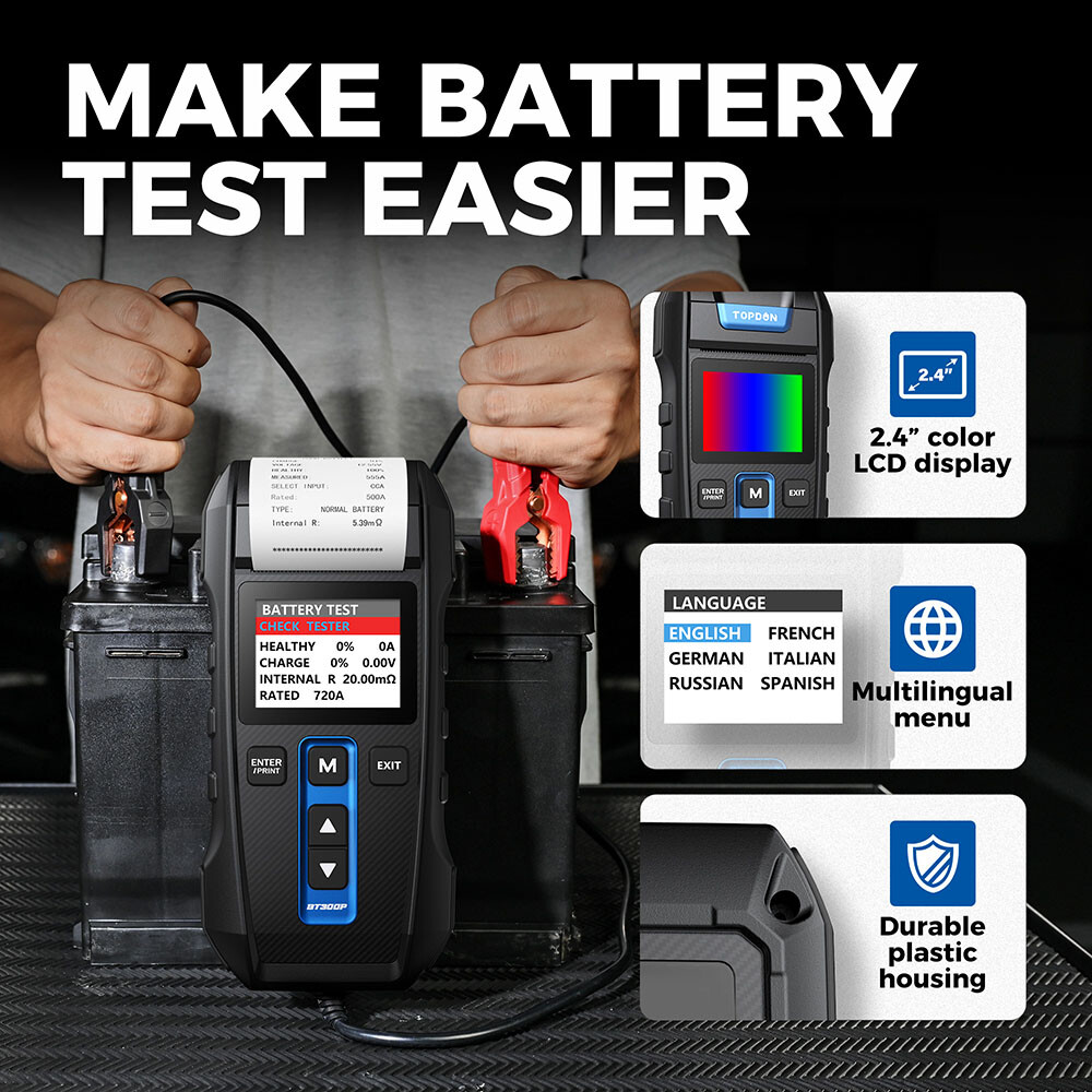 12V Car Battery Tester w/ Printer Load Cranking Test Auto Digital Analyzer