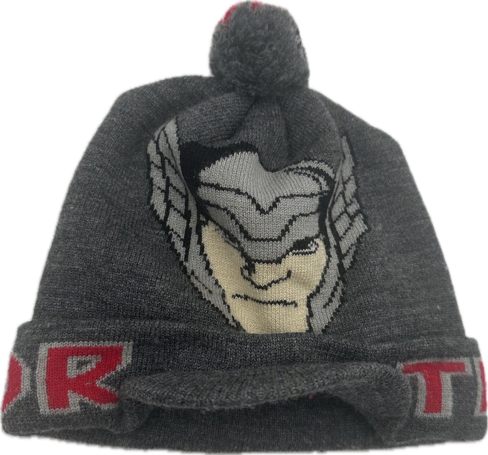 AVENGERS THOR BEANIE HAT Skull Cap Knit Gray Character Graphic Hammer Youth OSFM