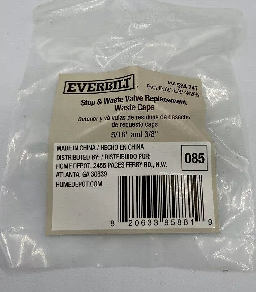 Stop & Waste Valve Replacement Caps For Copper, Brass Vented Fittings w Rubber