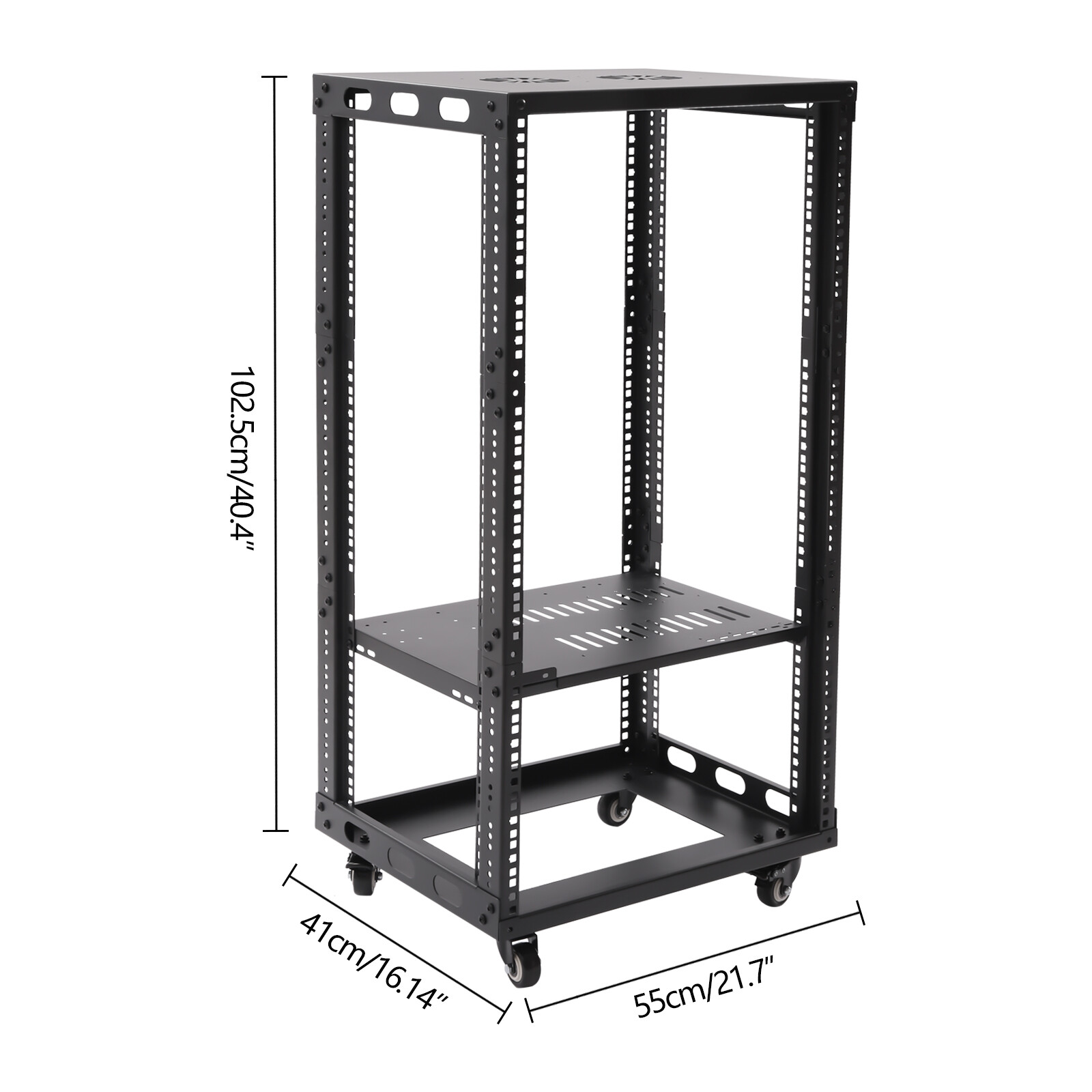18.5" 4 Post Open Frame Network Server Rack 18U Adjustable Partition 0-31.5''