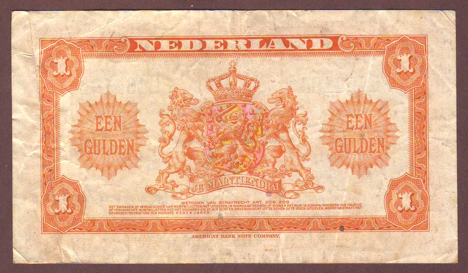 NETHERLANDS 1 Gulden 1943