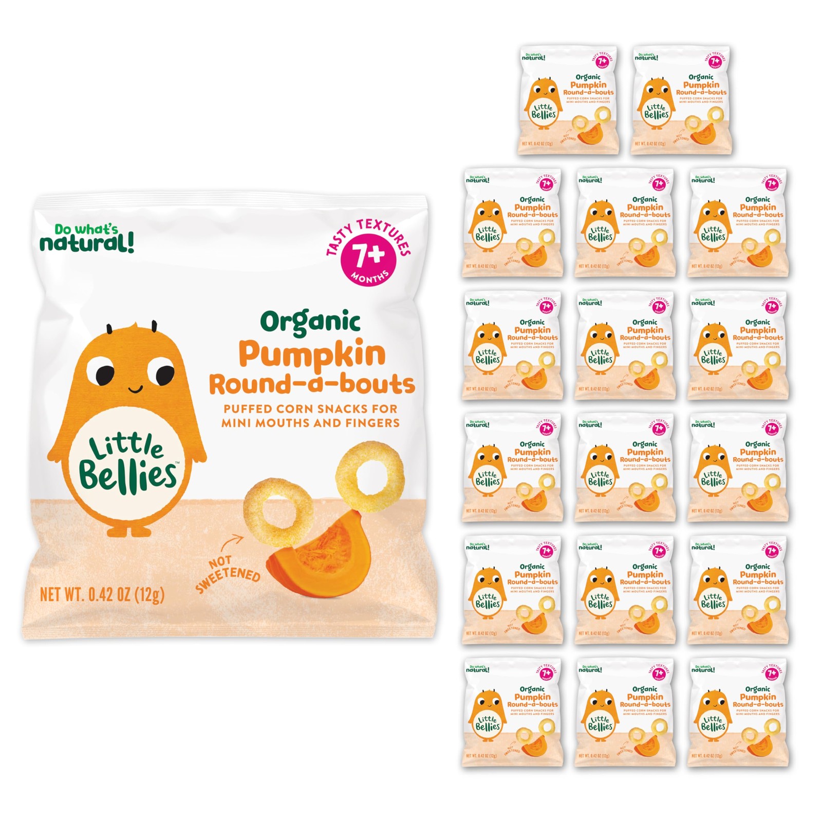 Little Bellies Organic Pumpkin Round-a-Bouts Baby Snack (Pack of 18 x 0.42 oz In