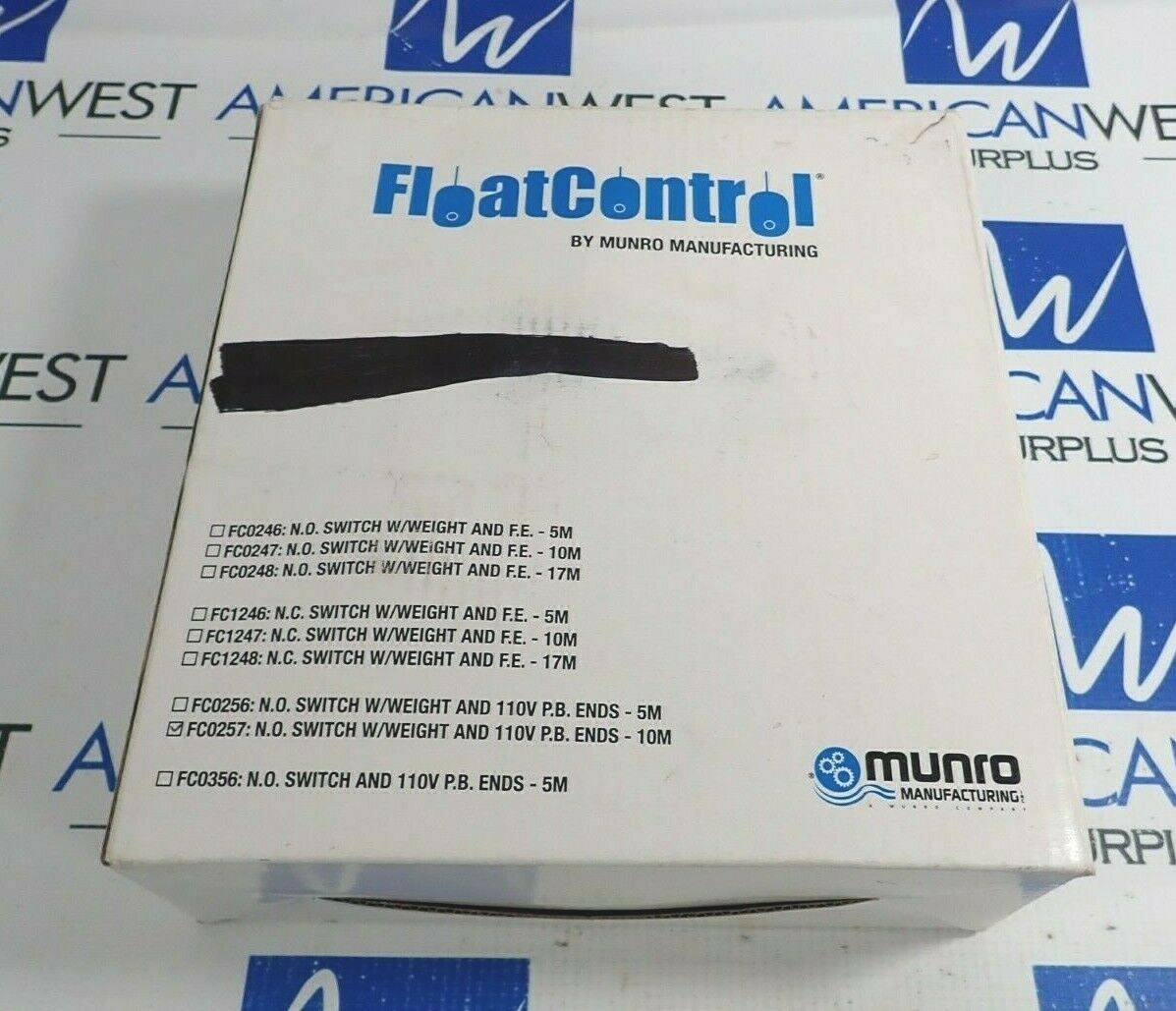 MUNRO FC0257 FLOAT CONTROL SWITCH W/WEIGHT & 110V P.B. ENDS 10M *NEW*