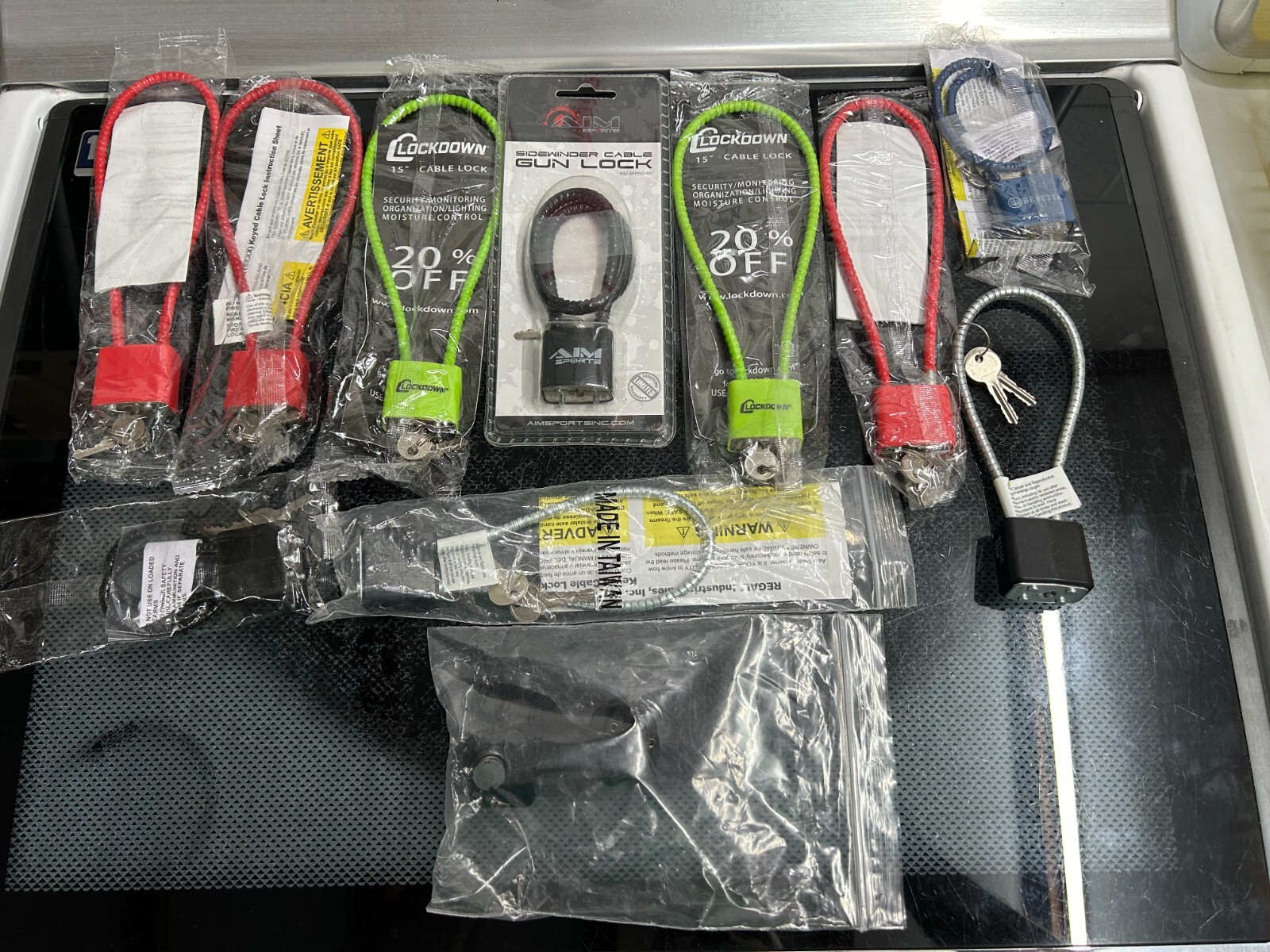 New 11-pack lot Gun Locks AimSports Sidewinder Cable Beretta Lockdown Cable lock