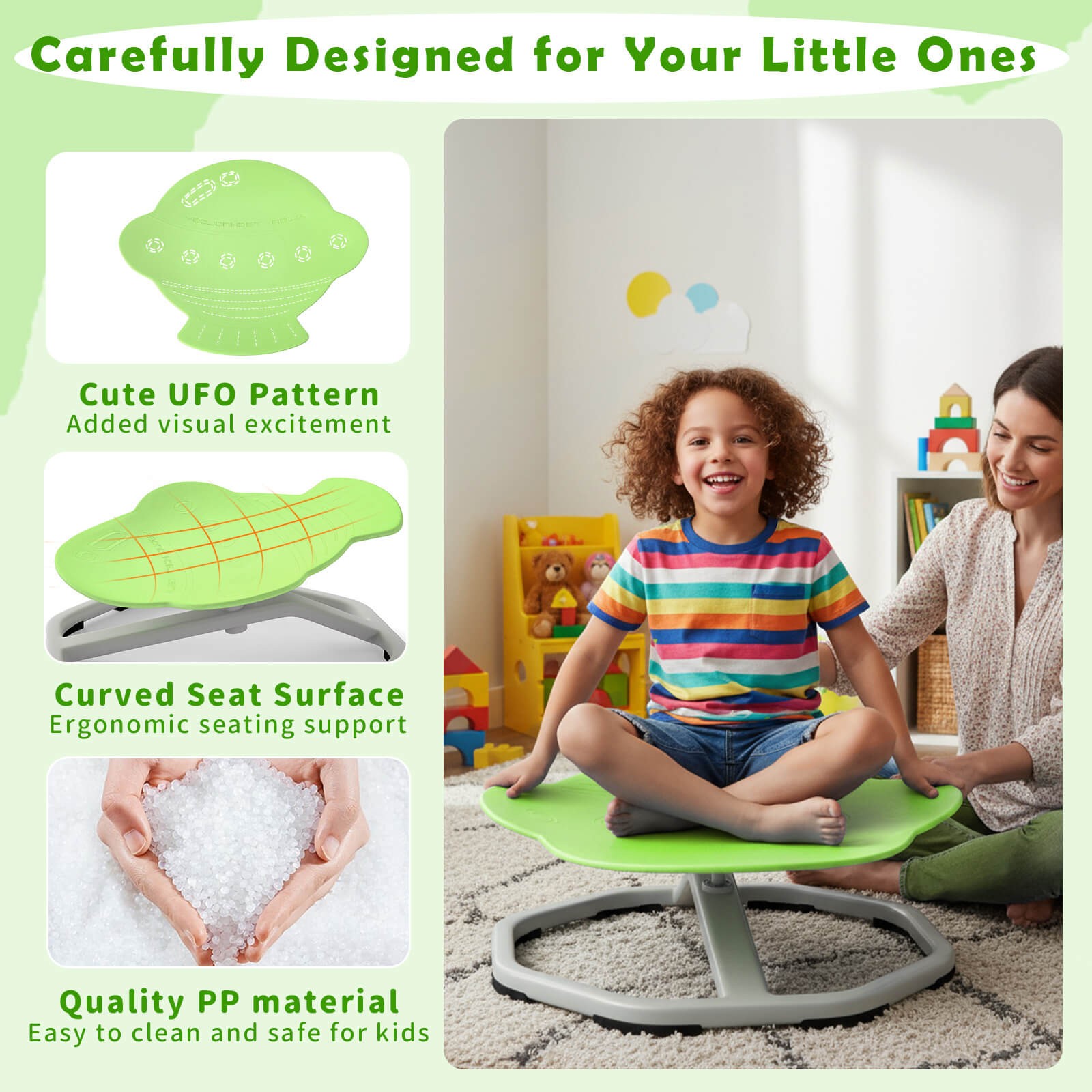 Kids Sensory Swivel Chair w/Non-Slip Metal Base for Autistic Kids Indoor Outdoor