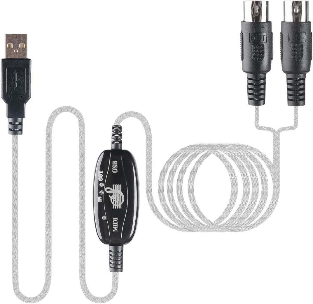 USB to MIDI Cable Interface Adapter 16 Channels PC Mac Keyboard Synth Controller