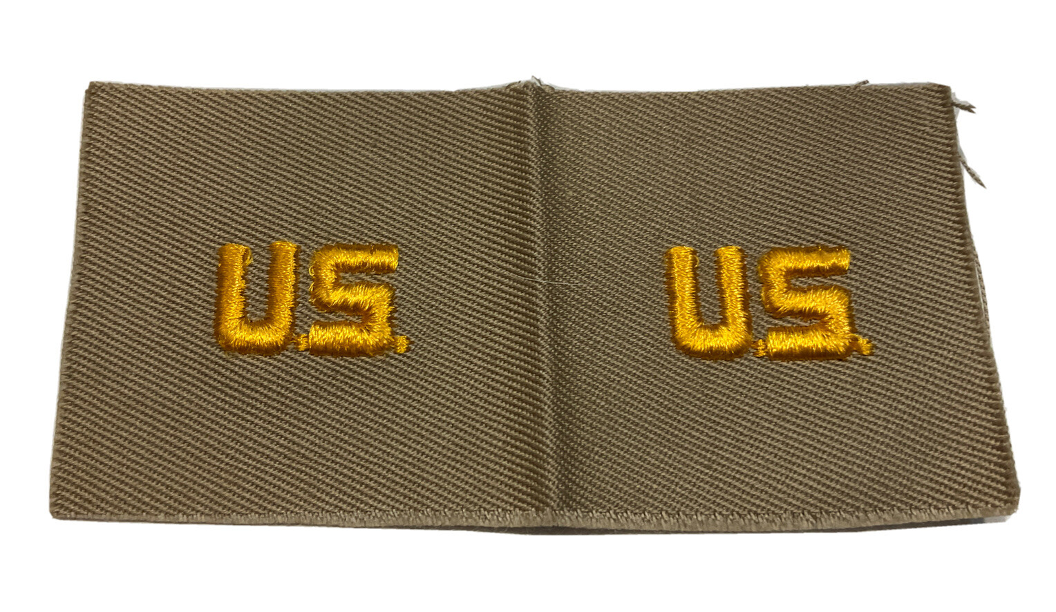 Original WWII U.S. Army Officer Collar Insignia Pair Khaki Patch