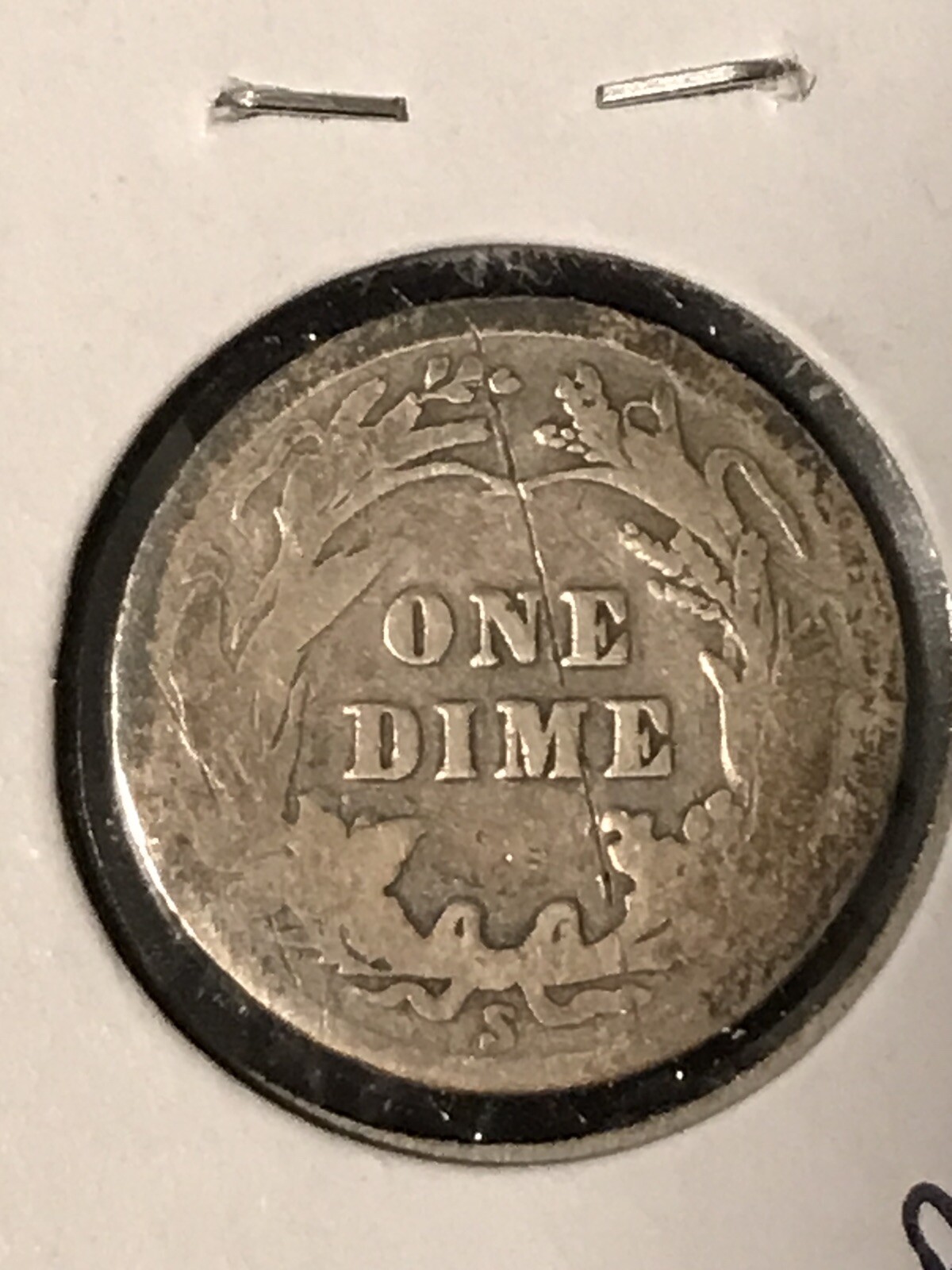 1916-S Barber Dime Details-Scratch on Reverse