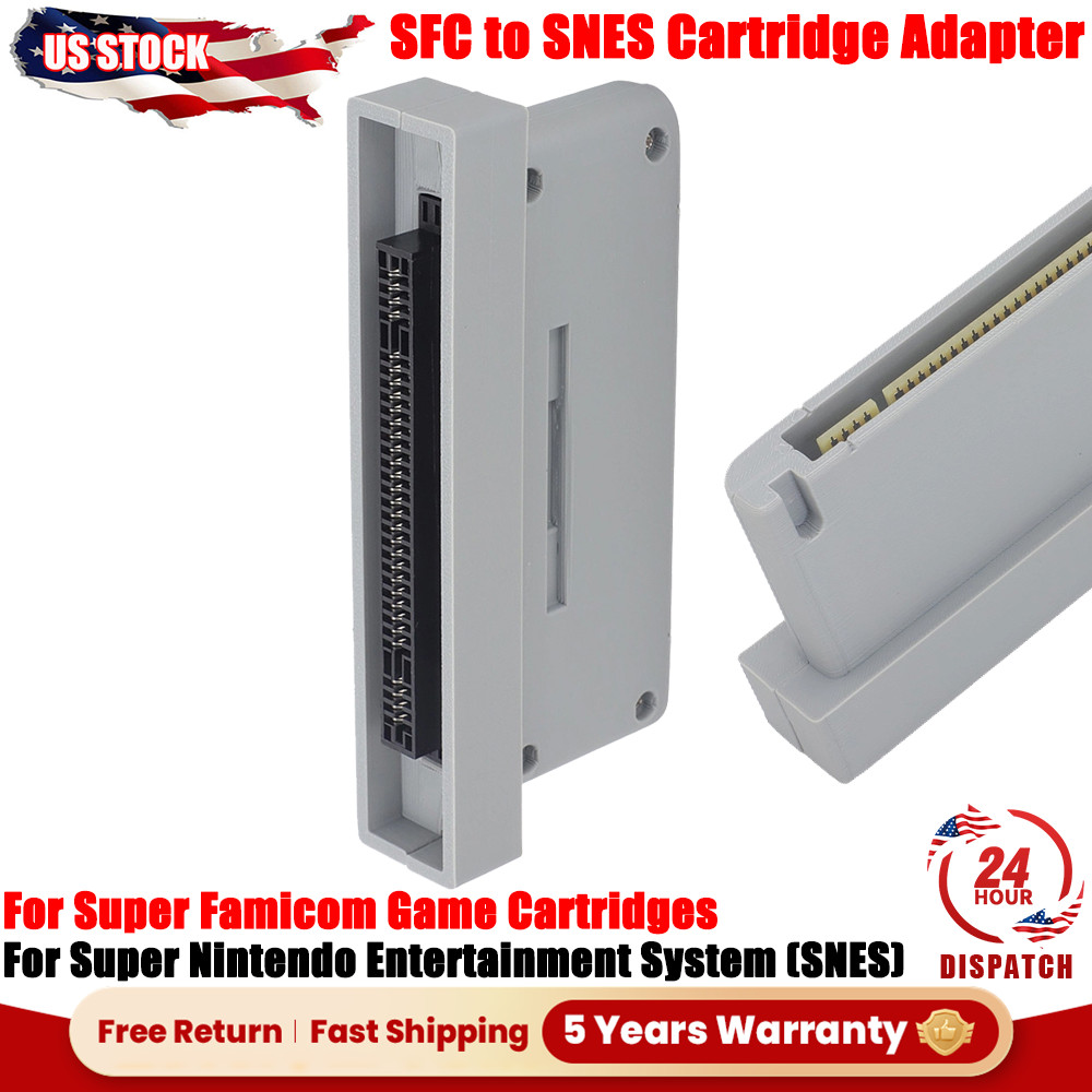 SFC ⇄ SNES Cartridge Adapter - For Super Nintendo & Super Famicom Plug-In Gray