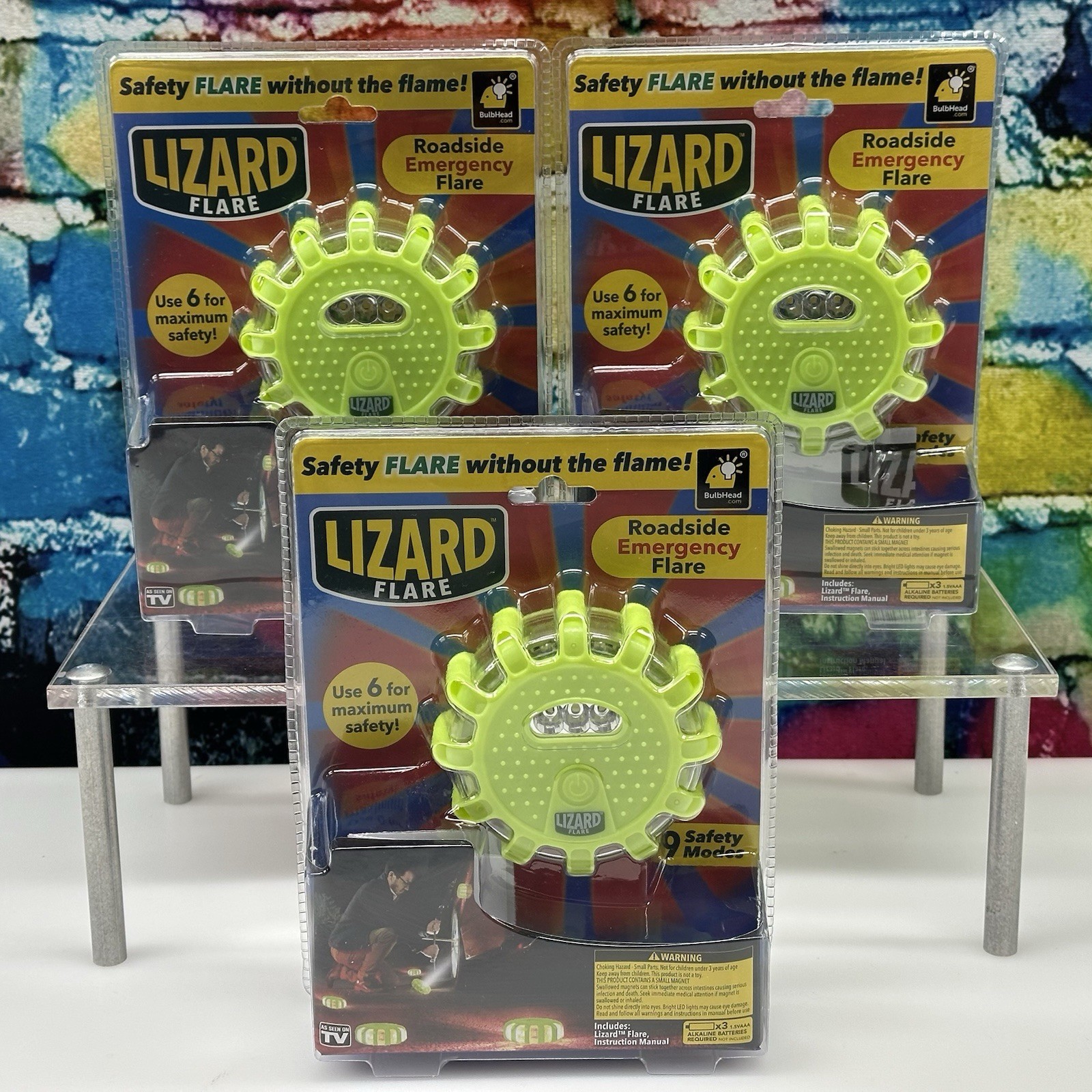 Lizard Flare Seen on TV Flameless LED Road Flare Safety Bright Emergency Auto 3