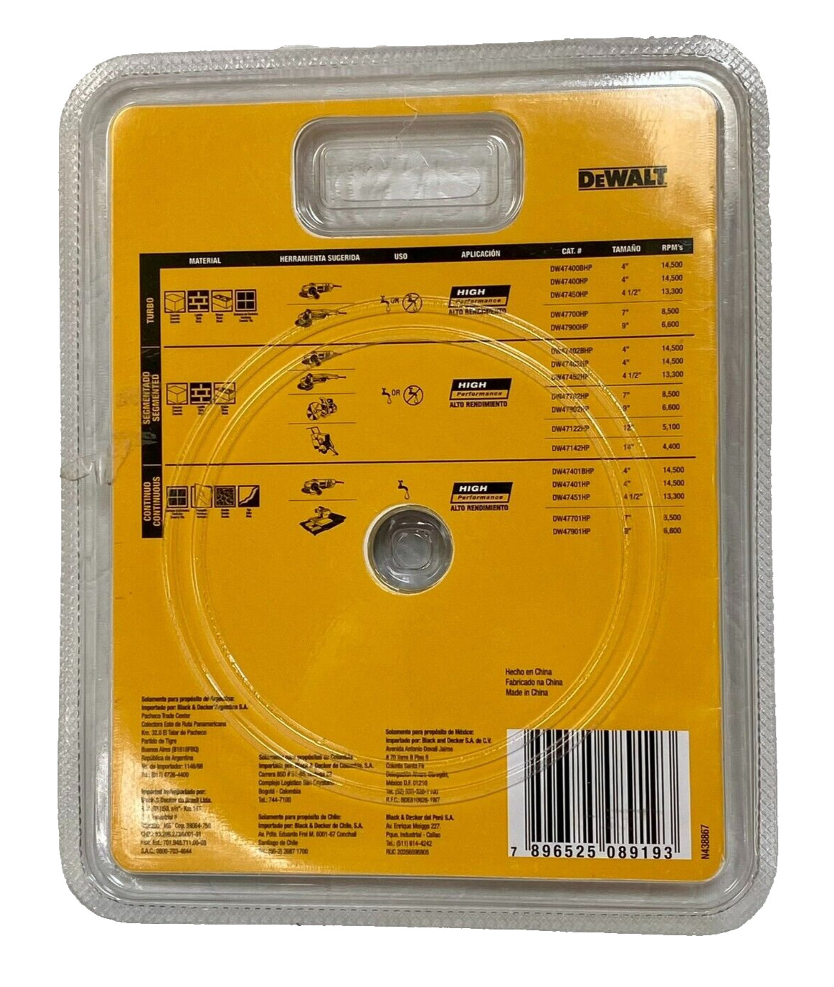 DEWALT DW47452HP 4 1/2" Segmented Diamond Blade - New in Package