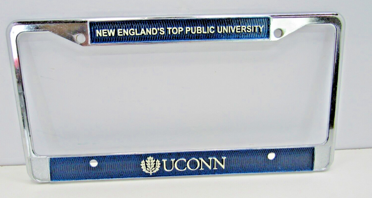 UCONN Public University Navy Blue Painted Chrome Metal License Frame #OH