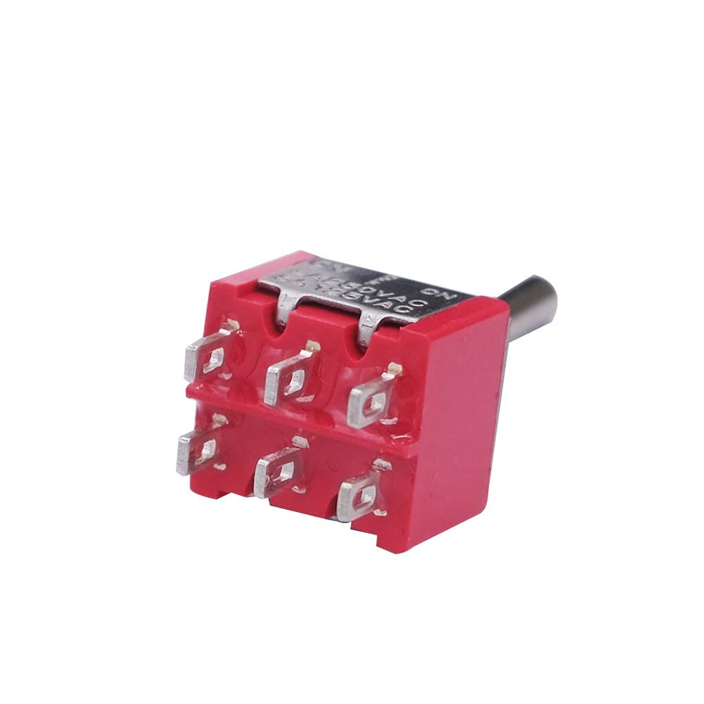6pcs Momentary Mini Miniature Toggle Switch 6 Terminal 3 Position DPDT (ON)/Off/