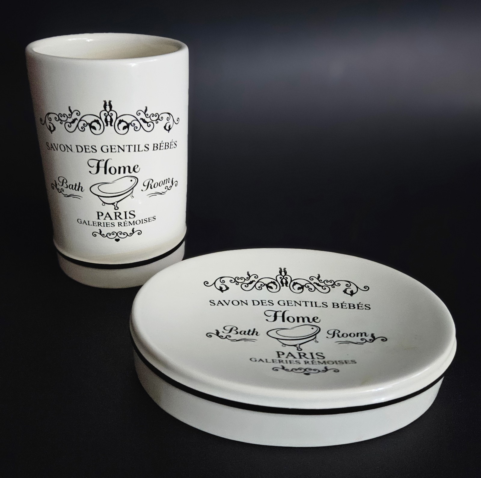 French Country Soap Dish & Toothbrush Cup Holder Set French Country Look
