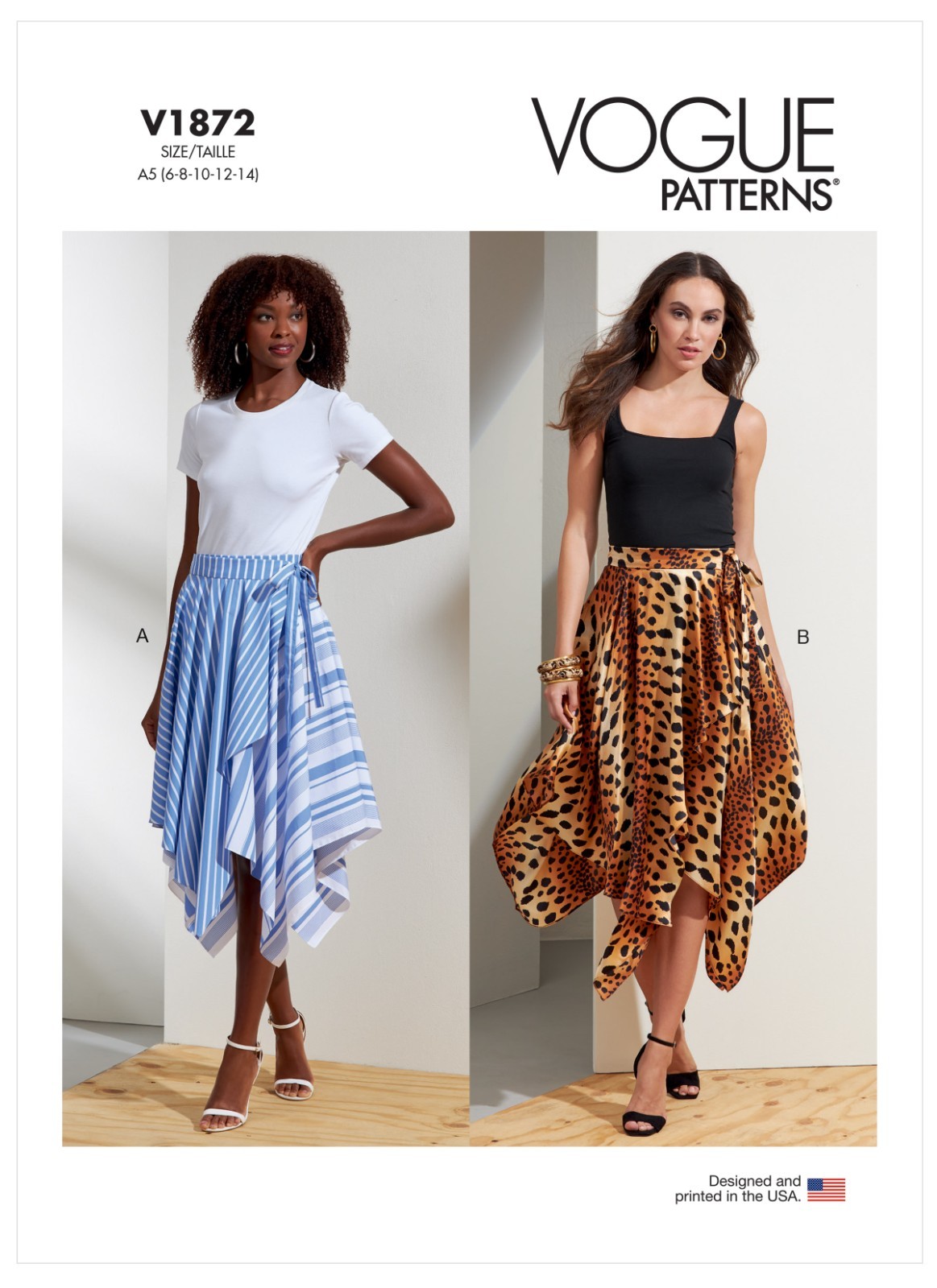 Vogue V1872 Sewing Pattern Misses' Wrap Skirt Size A5 (6-8-10-12-14) UNCUT