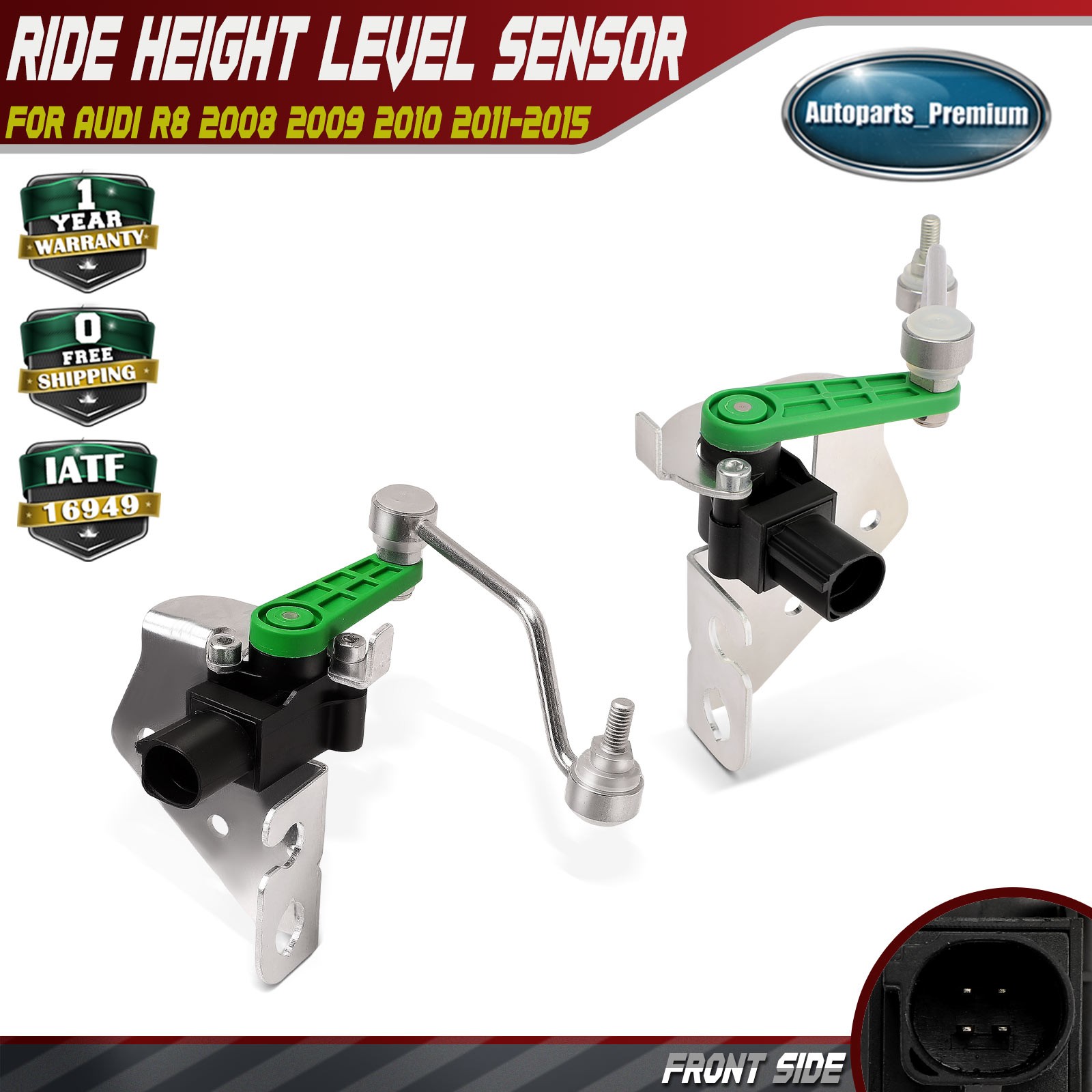 2x Front Ride Height Level Sensor Assy for Audi R8 2008-2012 2014 2015 4.2L 5.2L