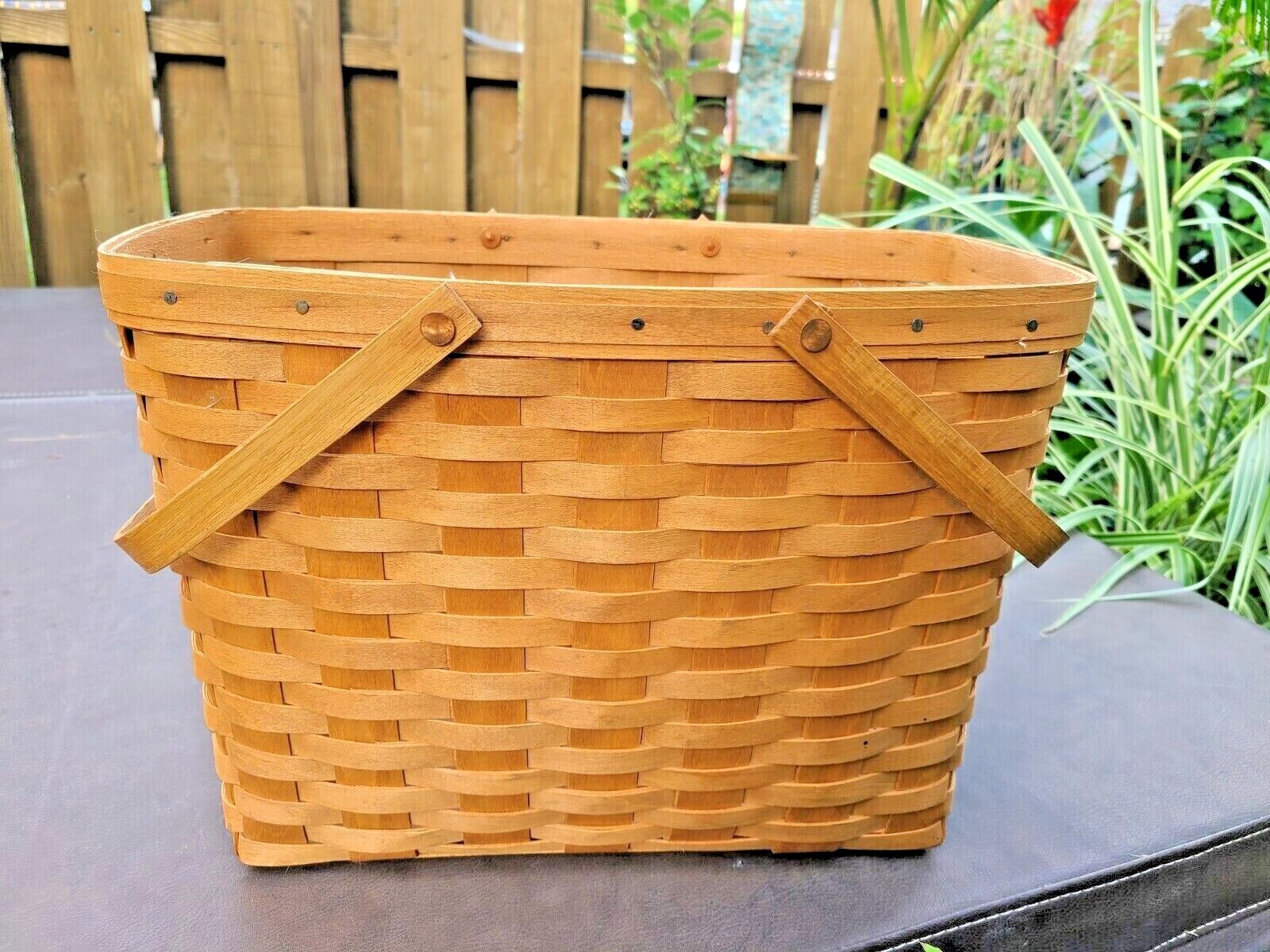 Vintage LONGABERGER 15"w x 11"h Rectangular Double Handle Market Magazine Basket