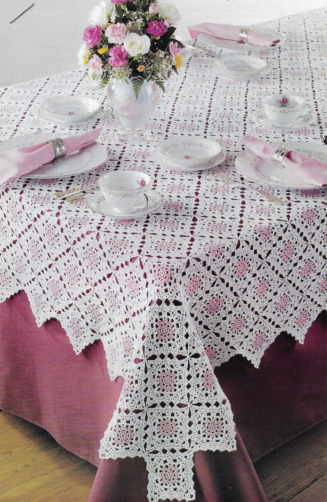 Candy Rose Tablecloth crochet PATTERN INSTRUCTIONS