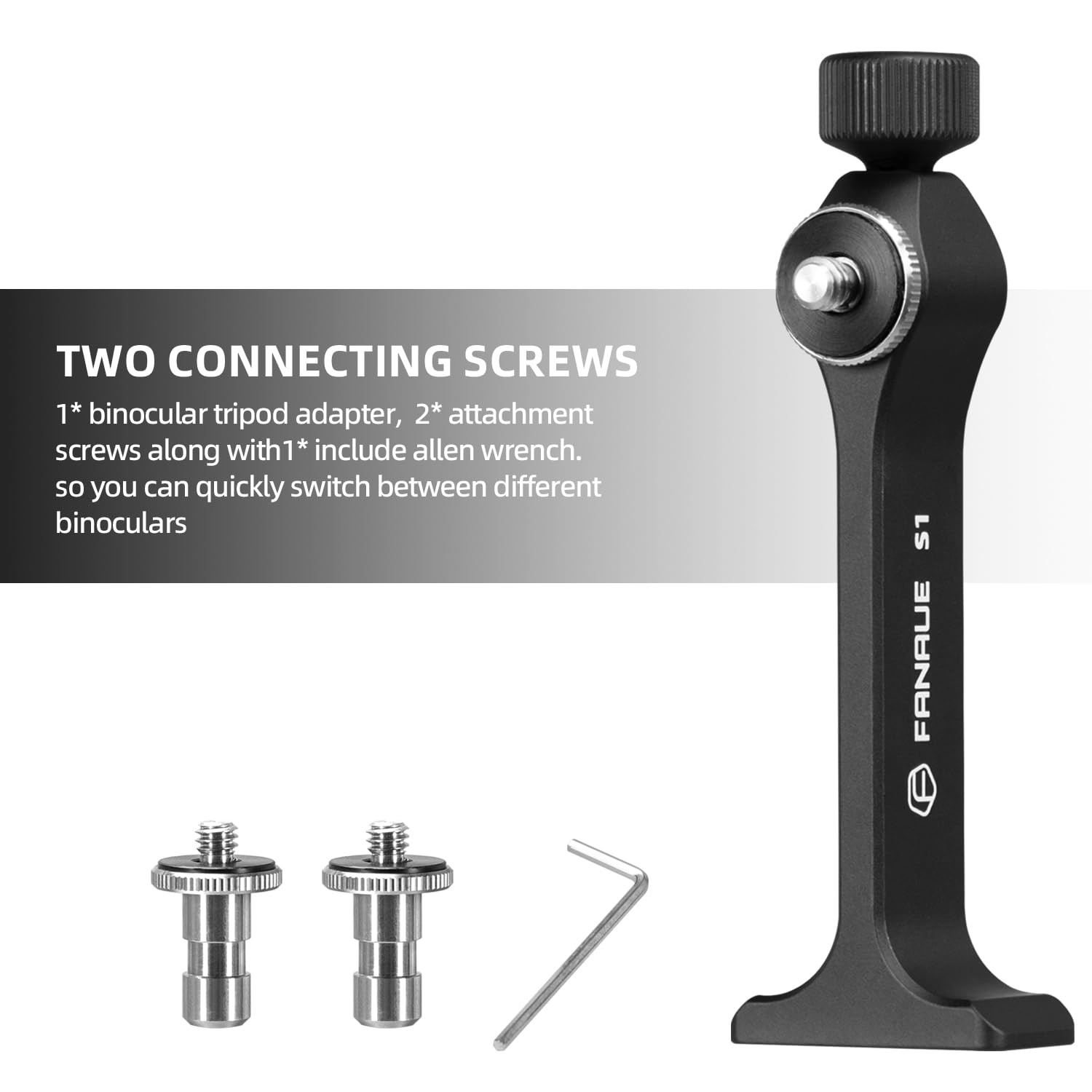 Aluminum Binocular Tripod Adapter with 1/4" Thread