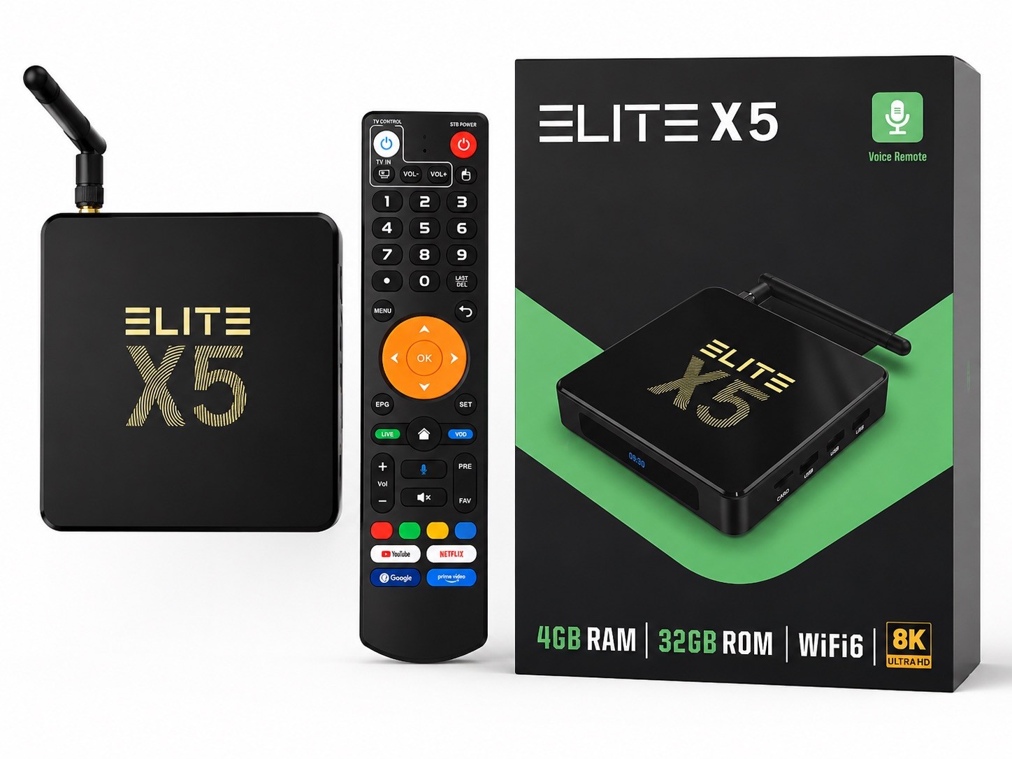 Elite X5 2027 4GB RAM Memory 32GB Storage Android 12 Streaming Media Player
