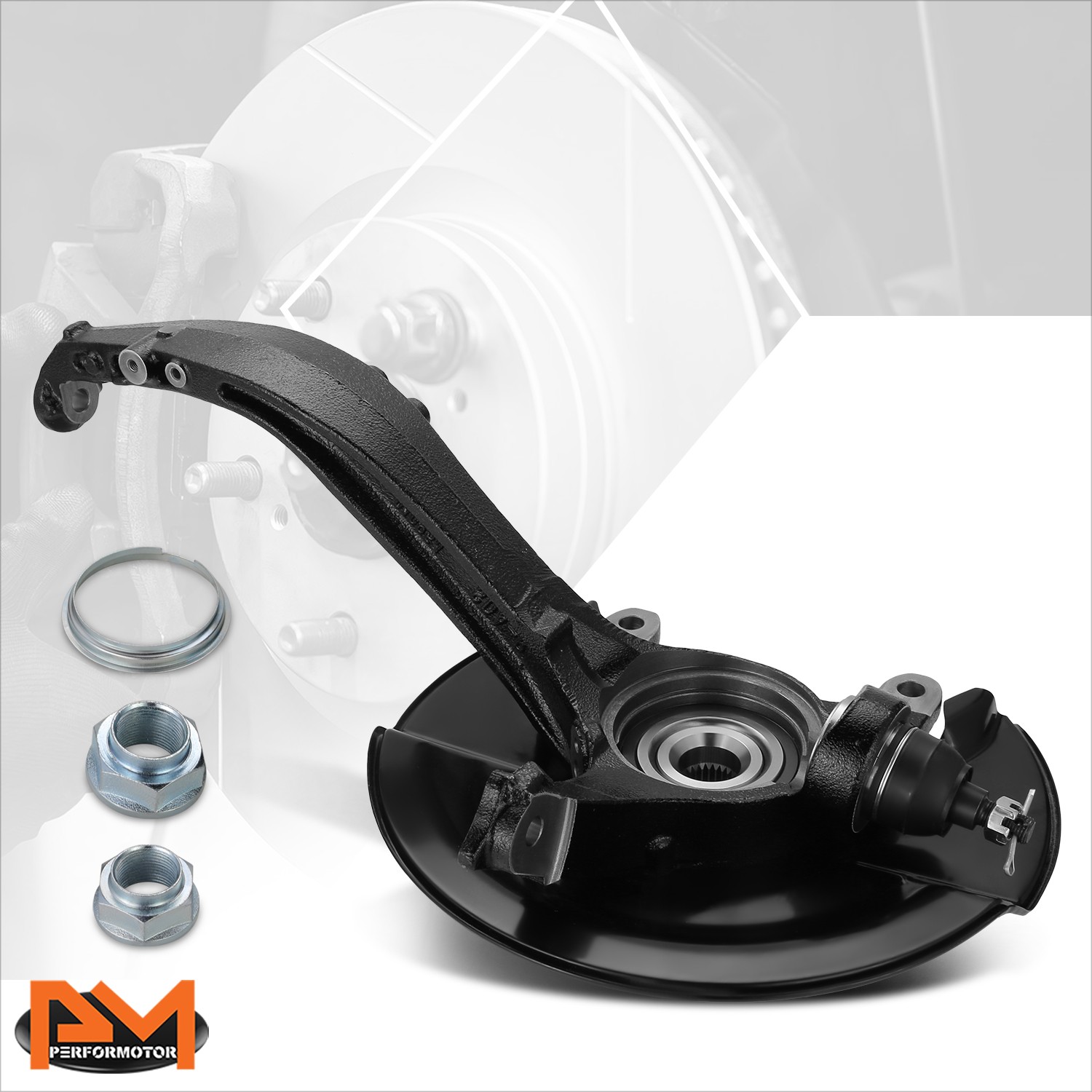 For 03-07 Honda Accord 2.4L Front Driver Left Side Loaded Knuckle Assembly Black