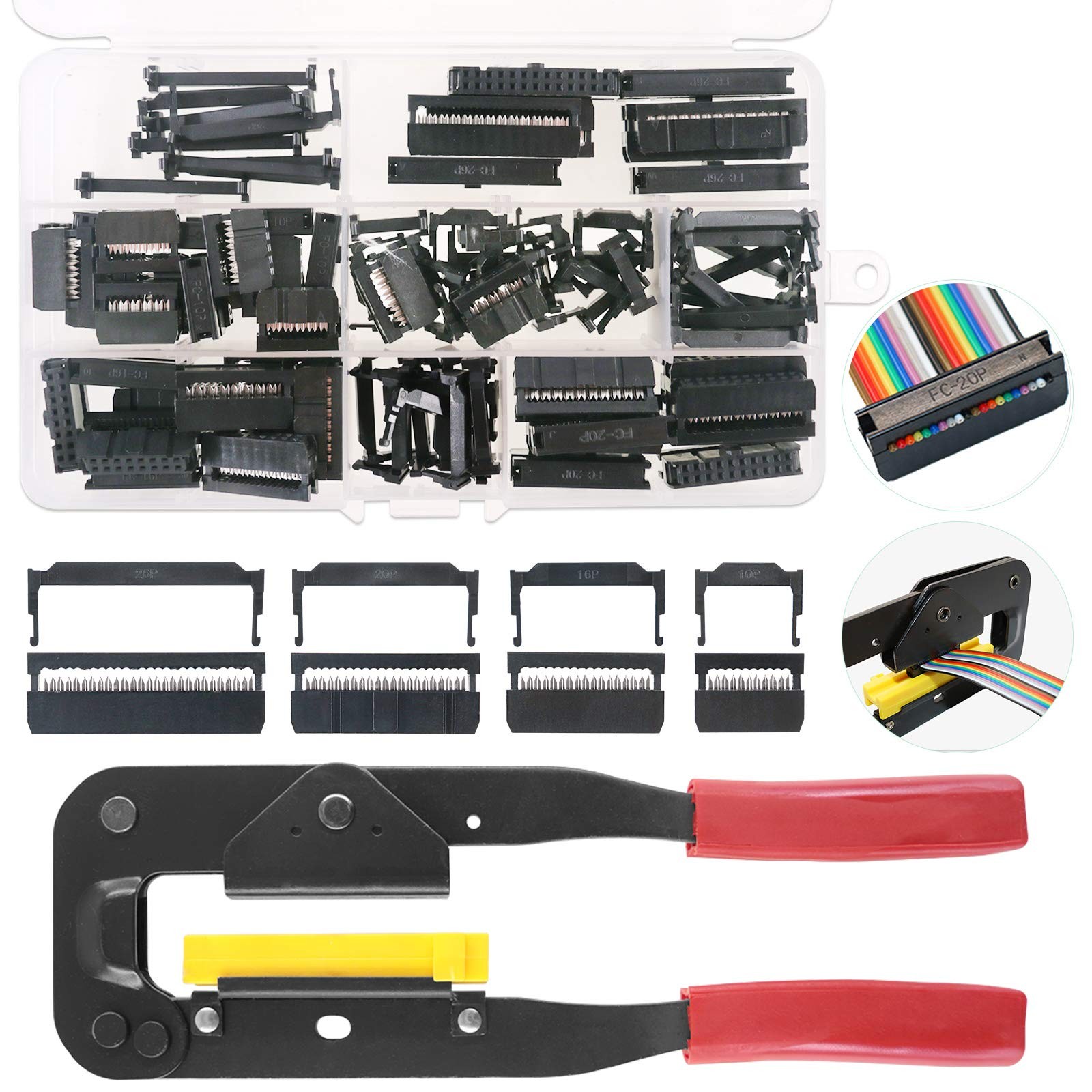 Keadic 49 Pieces FC-10 16 20 26 Pin Female Header IDC Cable Connector 2.54mm ...