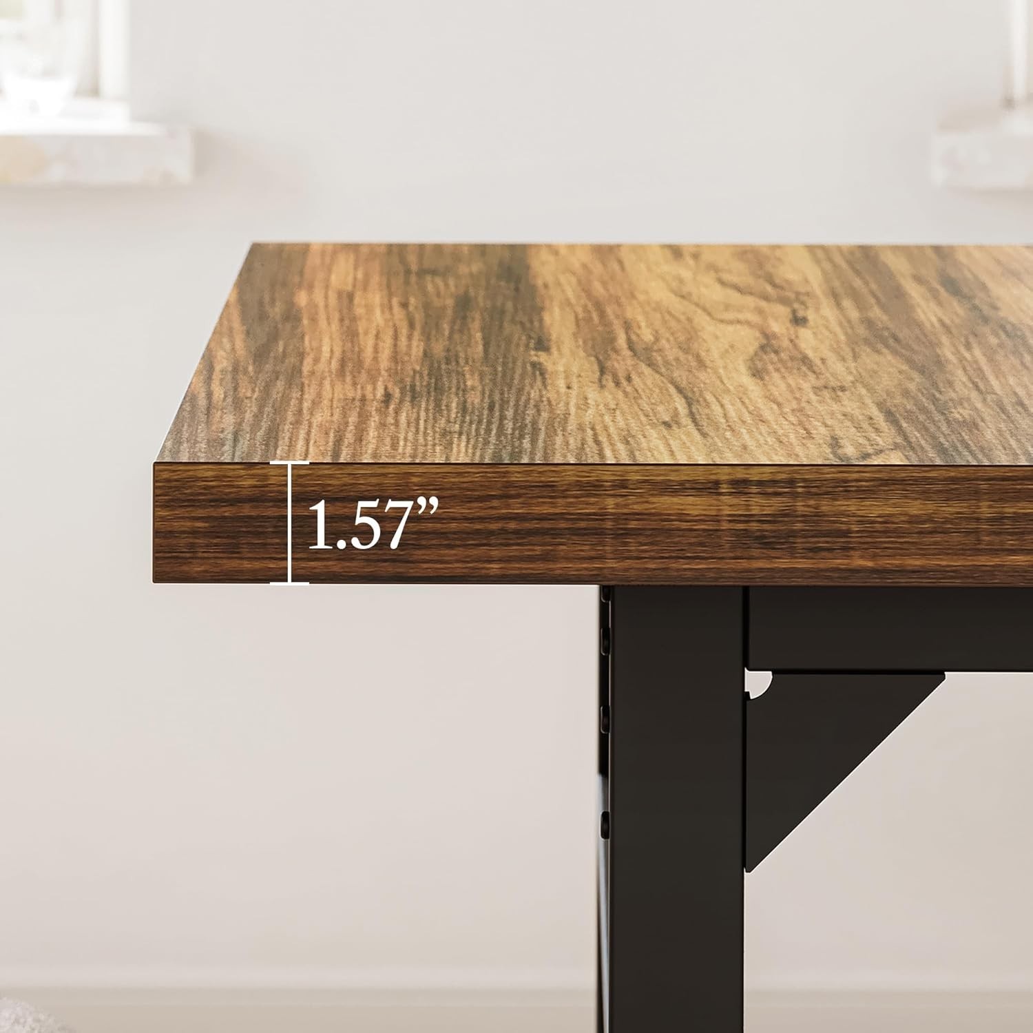 71'' Large Dining Table for 6 People, Farmhouse Kitchen Table with Metal Frame