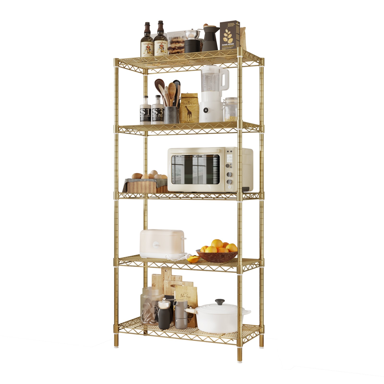 five-layer display stand without wheels with adjustable feet
