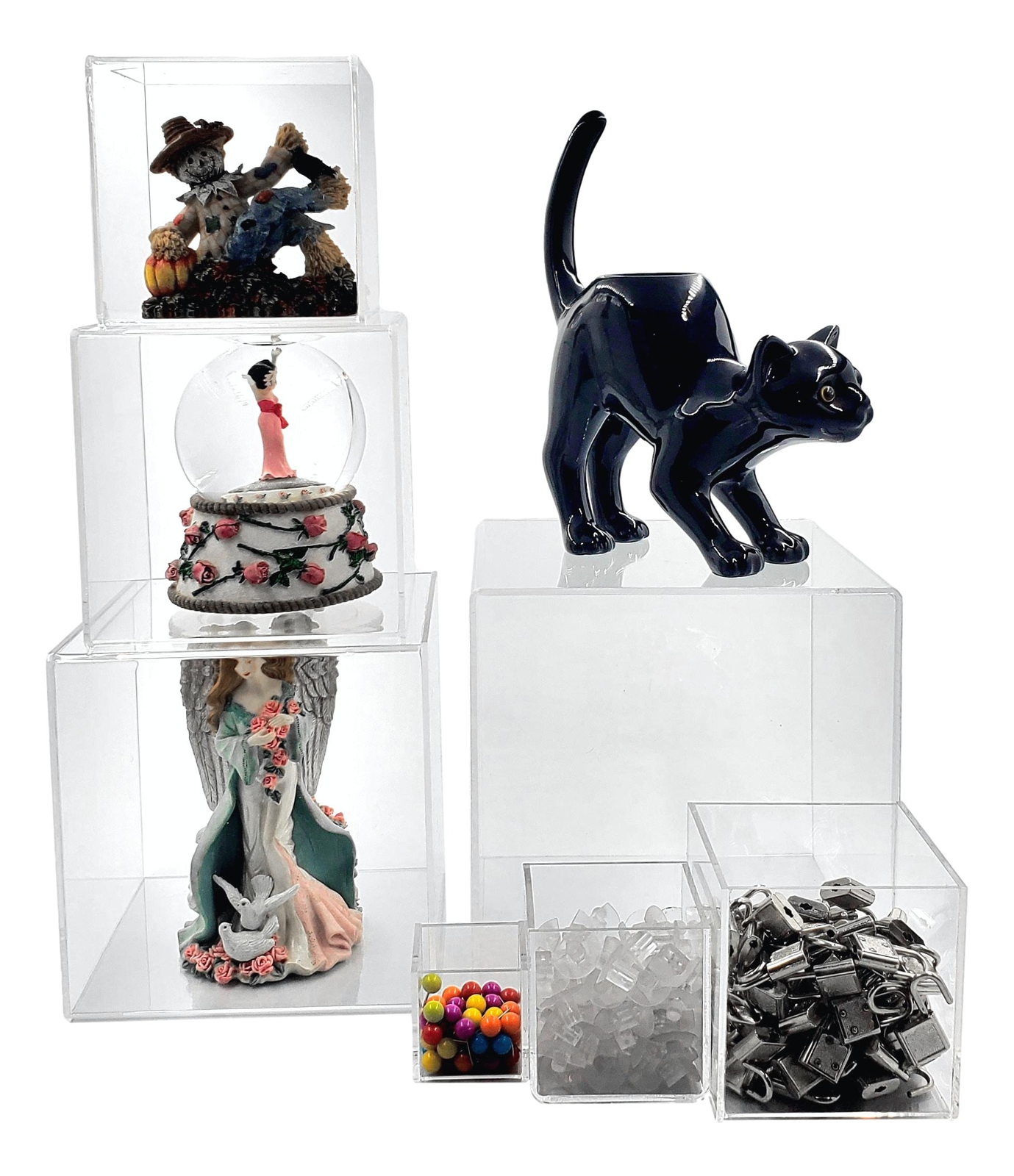 T'z Tagz Clear Acrylic Display Stand 5-Sided Stackable Box, Bin or Dust Cover