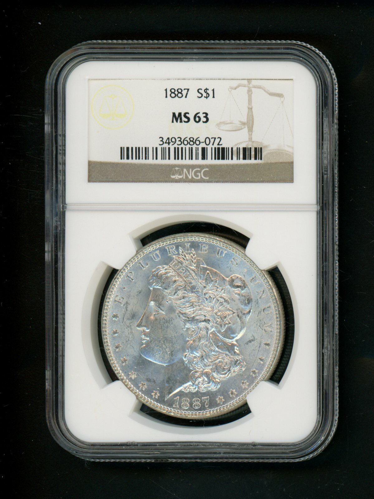1887 US Morgan Silver Dollar $1.00 $1 NGC MS 63 UNC Bright White Orignl Surfaces