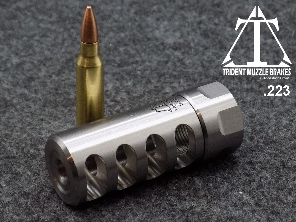 5/8x24 Self Timing 22 cal.  4 port Stainless Muzzle brake Made in the U.S.A.