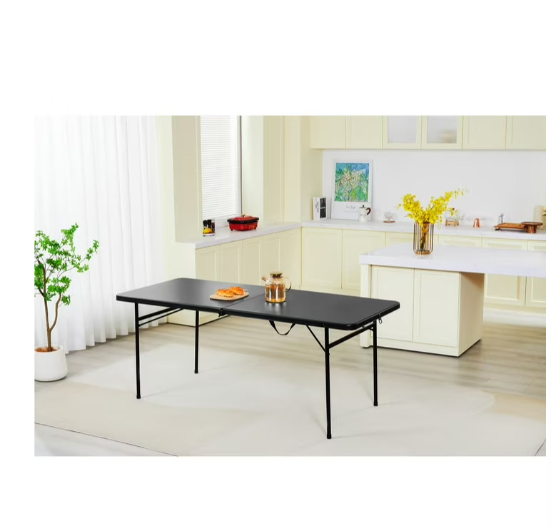 Mainstays 6' Rectangle Centerfold Folding Table, Black