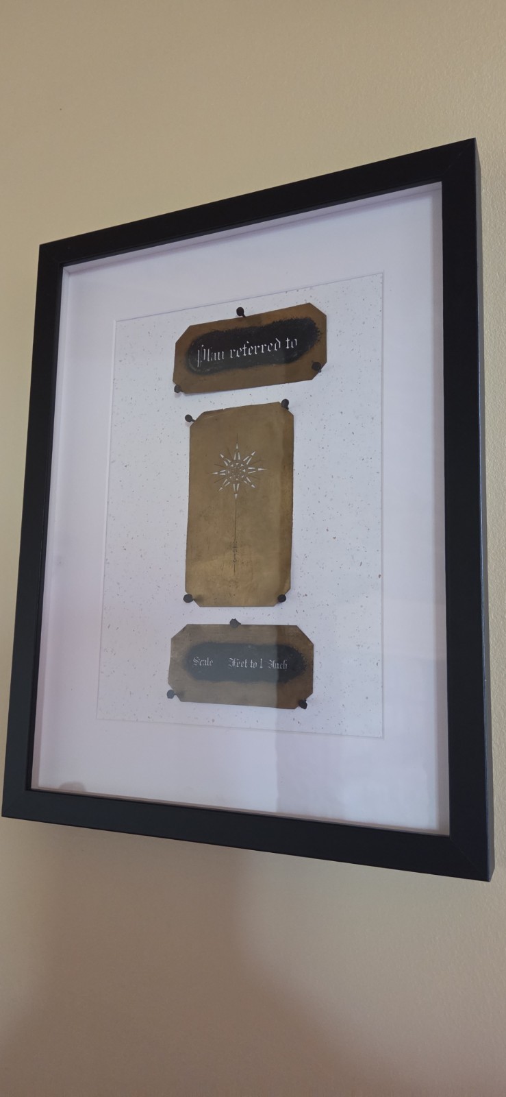 Framed Antique Brass Architects or Engineers Stencils Letterpress Vintage Art