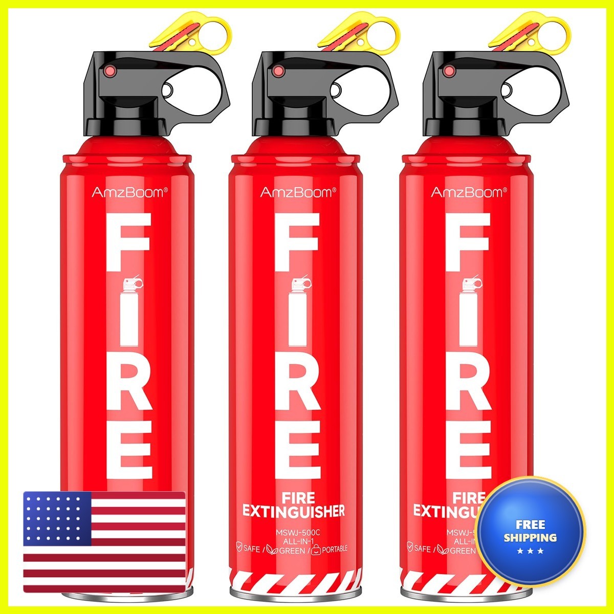 AmzBoom Fire Extinguisher 3-Pack Home Car Kitchen Boat A B C K Brackets