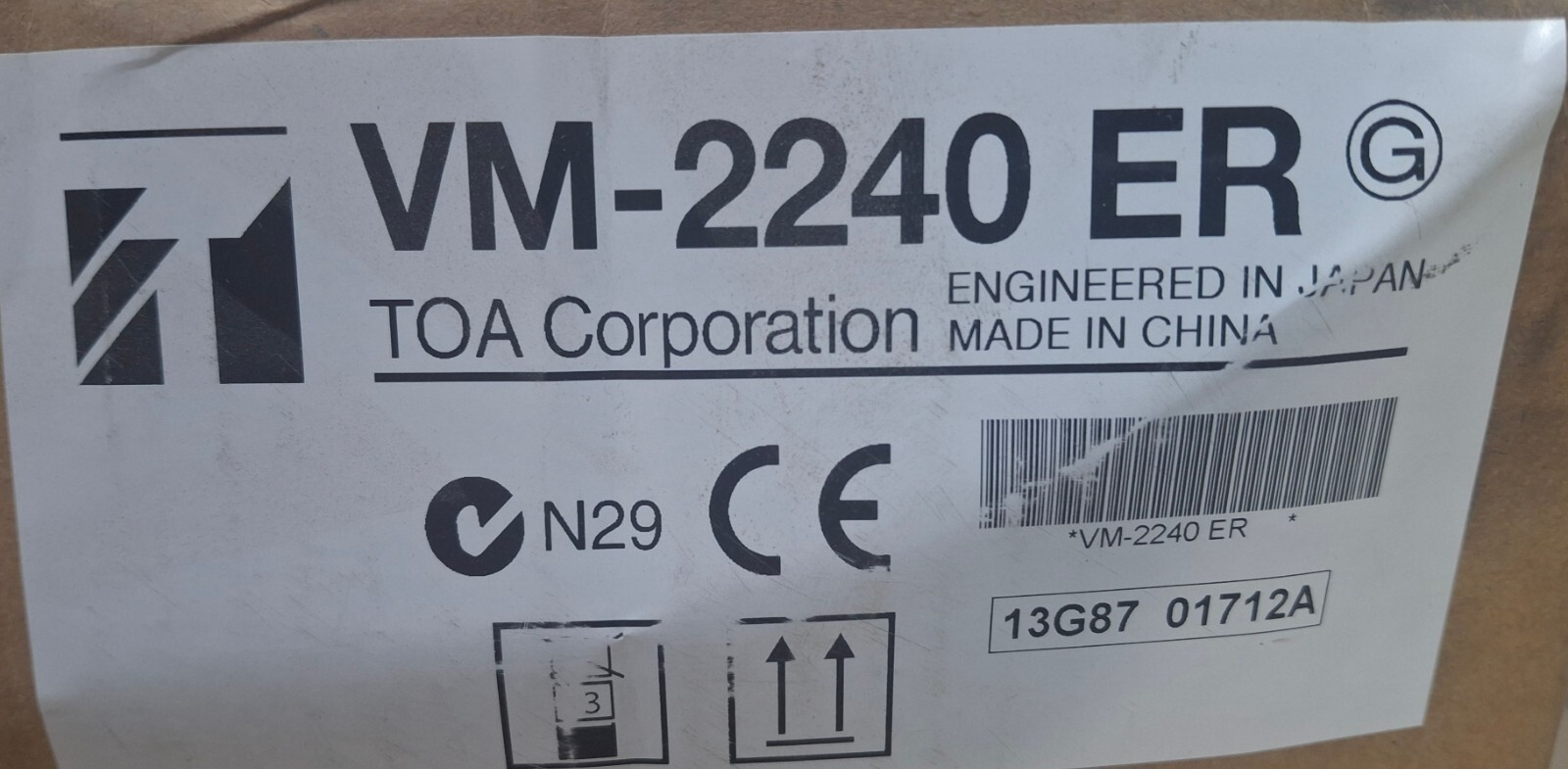 TOA System VM-2240 ER Management Amplifier ER Version