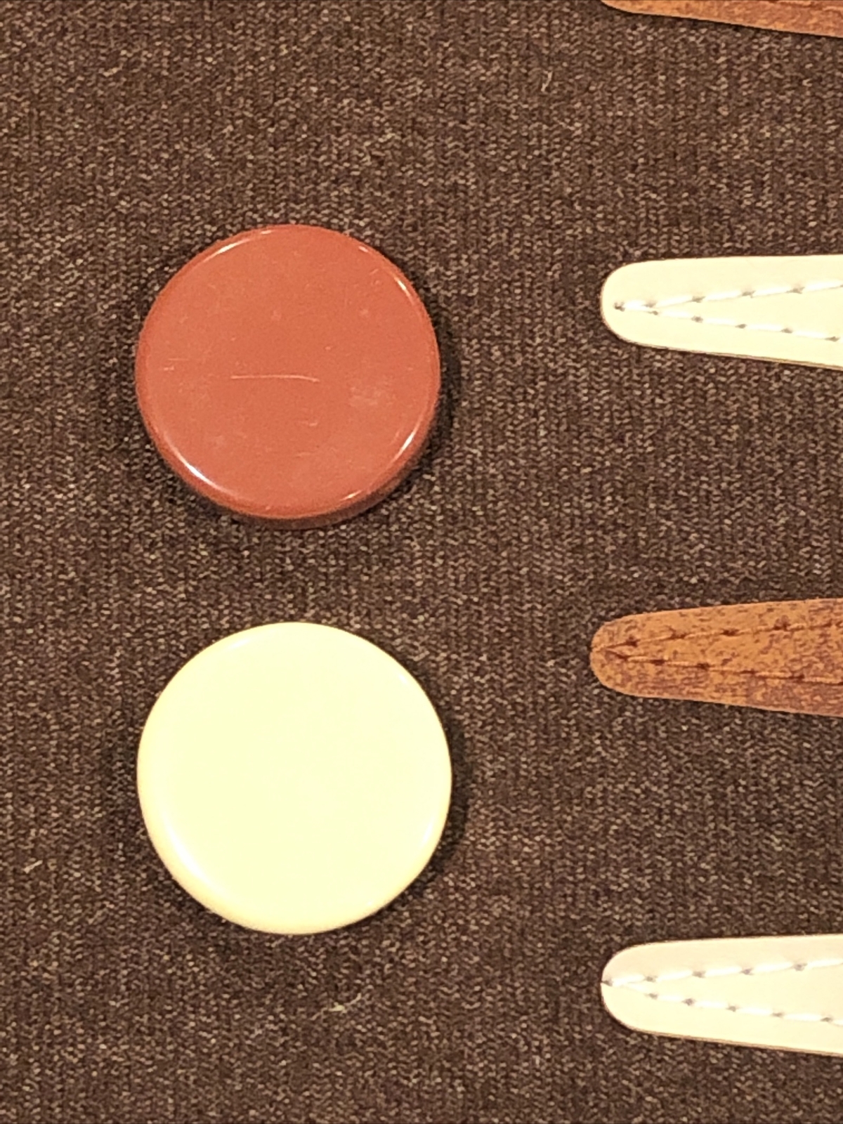 Backgammon Replacement Chips 1 Cream & 1 Brown Large - 1 & 1/8“ (2) Chips Only