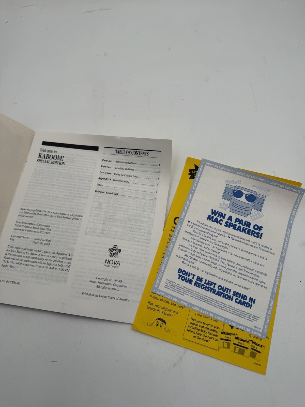 Vintage 1993 Kaboom! for Apple Macintosh 3.5" 1 Floppy Disk Software Manual