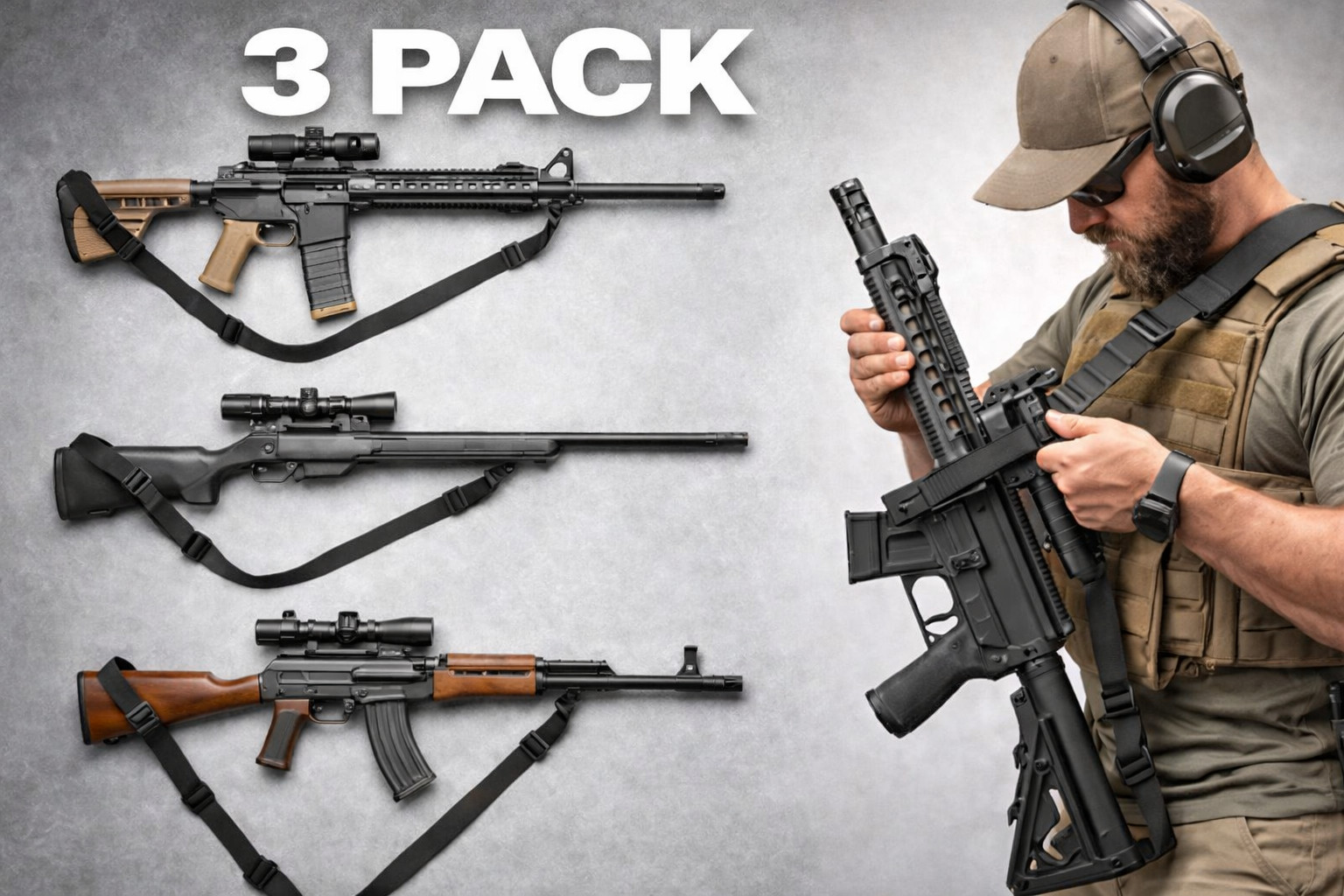 3 pack - Magpul MS1 Two-Point Quick Adjust Rifle Sling - US STOCK