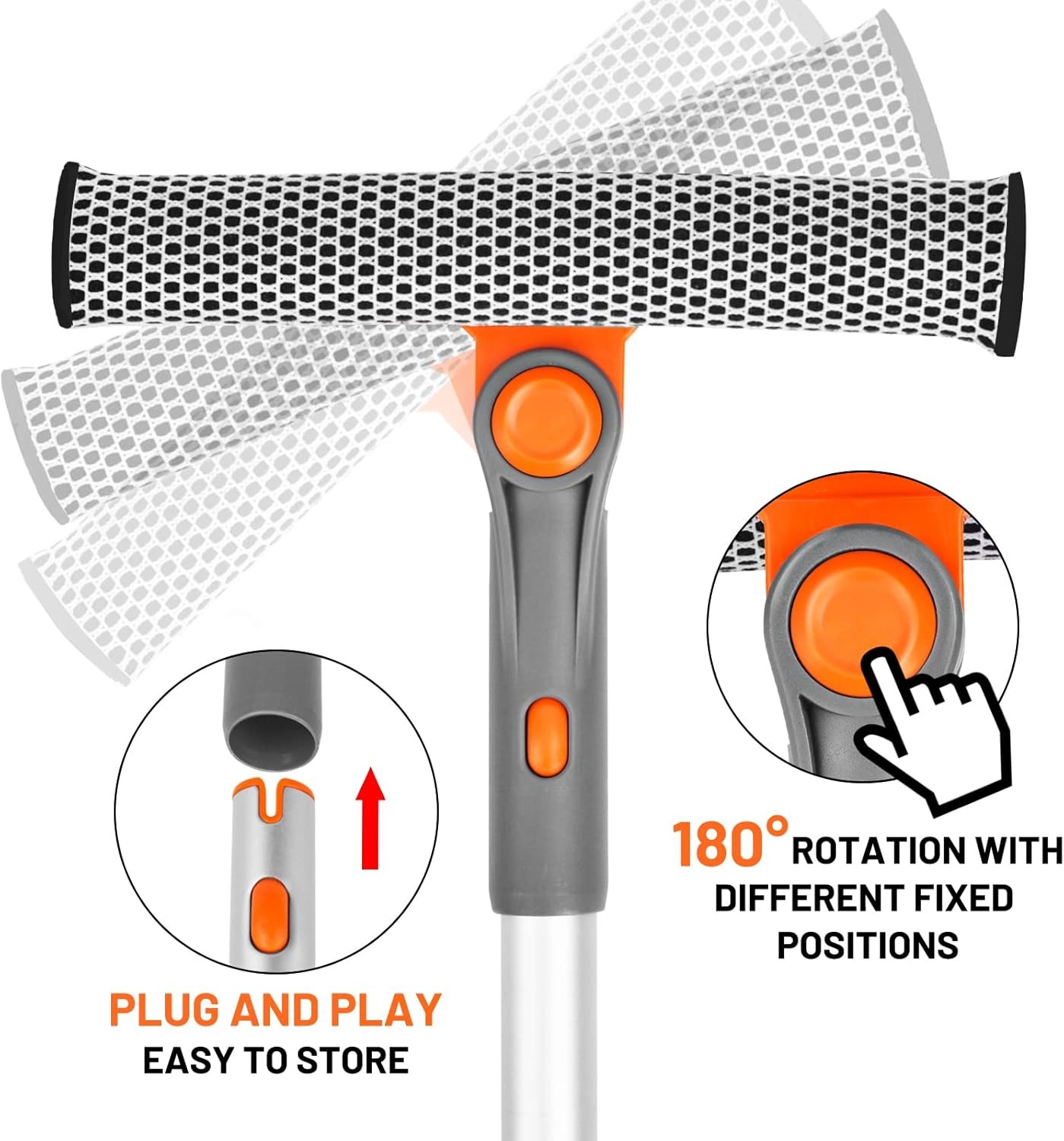 Profal Window Squeee, 2-in-1 Rotatable Squeee for Window
