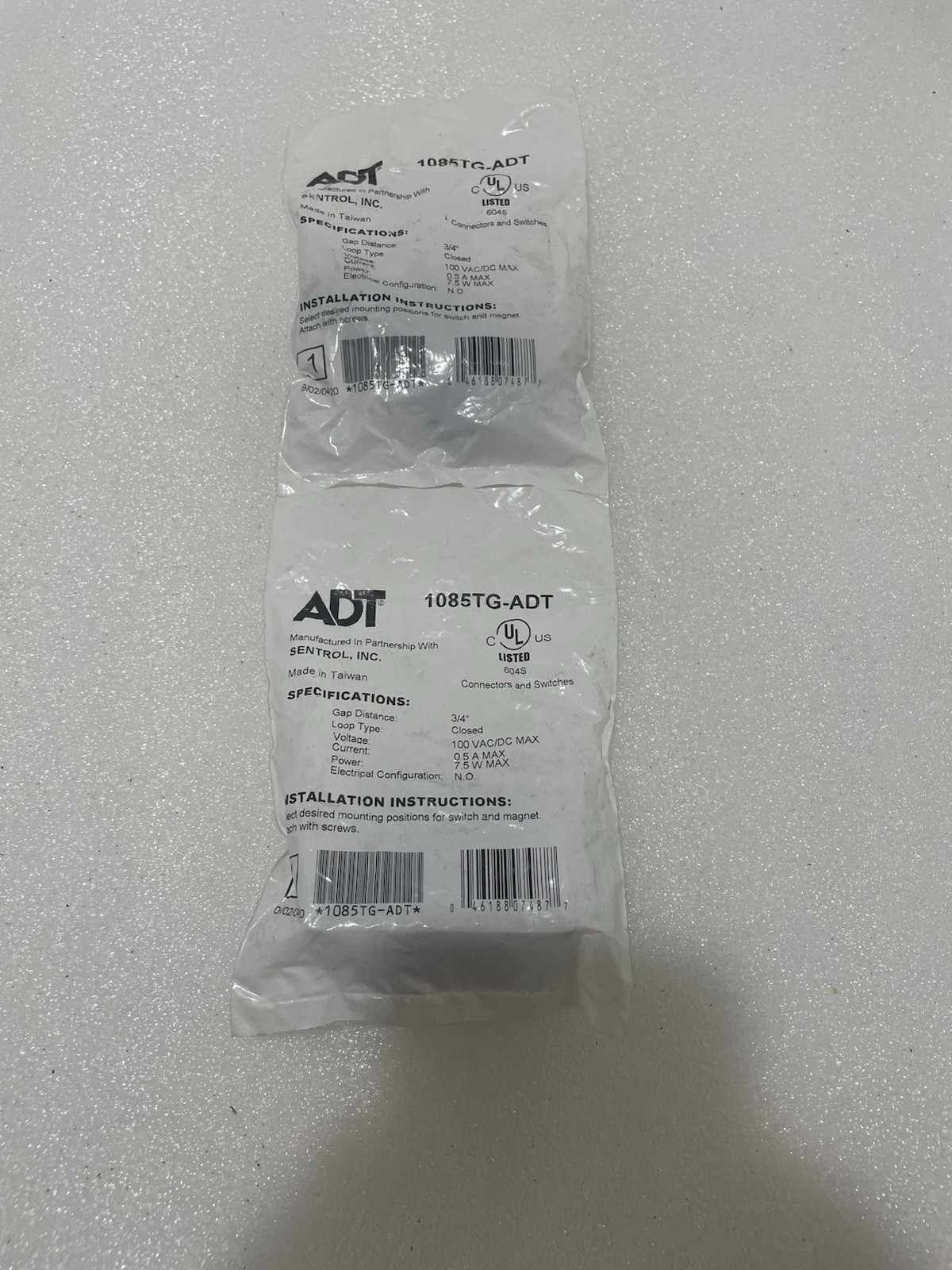 ADT Sentrol 1085TG Surface Mount Contact New Gray Lot Of 2