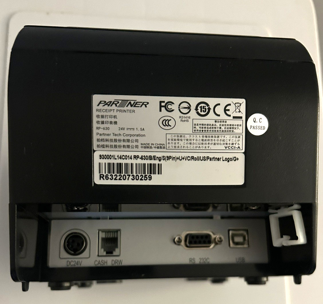 Partner RP-630 Thermal Receipt Printer USB, or Serial Interface with Cutter