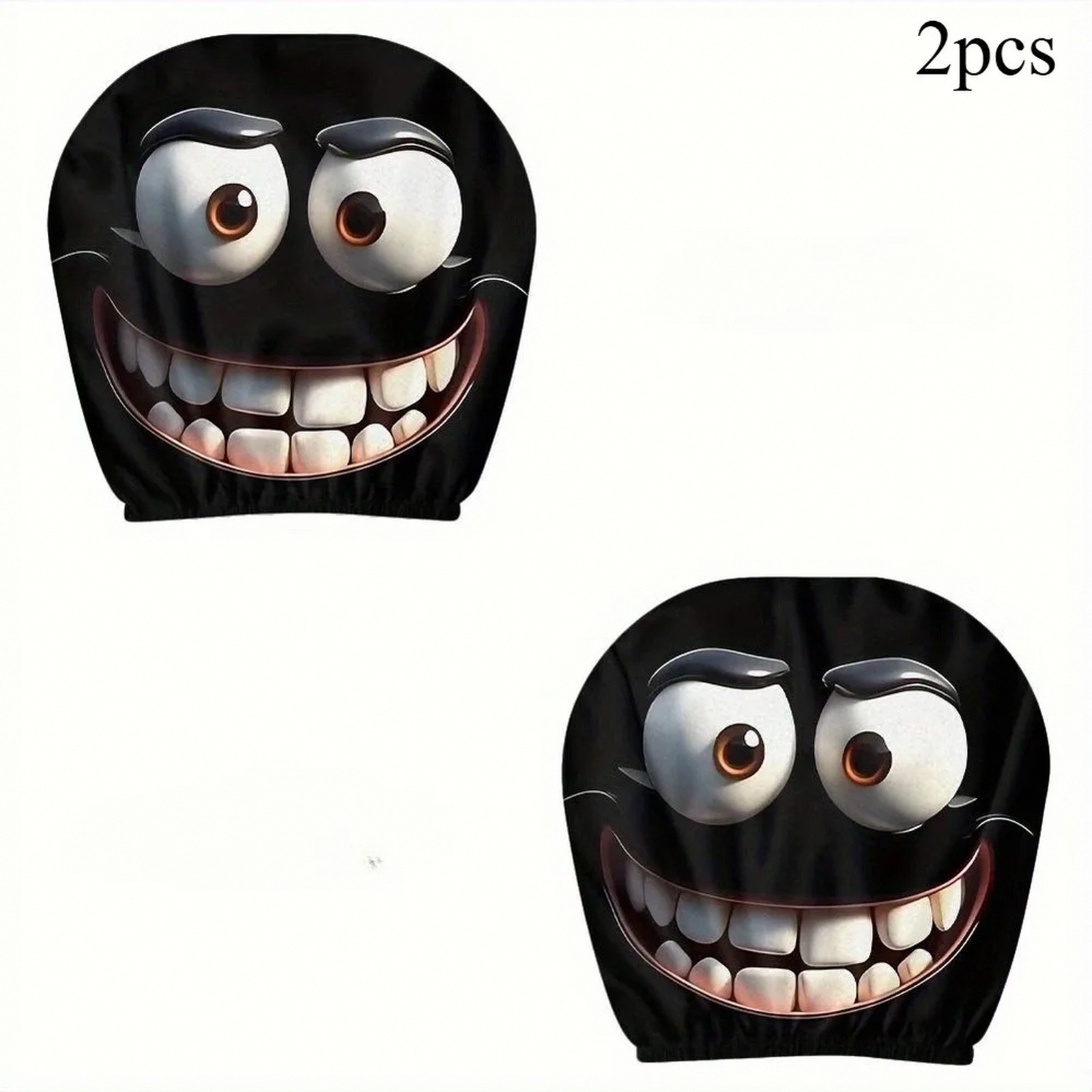 2pcs Cartoon Face Printed Car Pillowcase Soft Comfortable Polyester Fabric