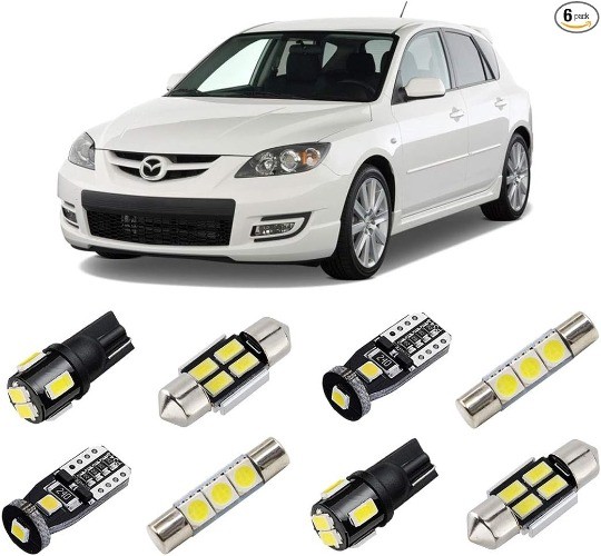 White Interior LED Lights Kit for Hatchback 2003 2004  Size: Mazda 3 Hatchback