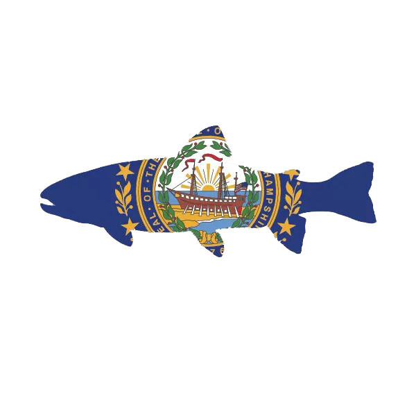 New Hampshire State Shaped Trout Sticker Decal