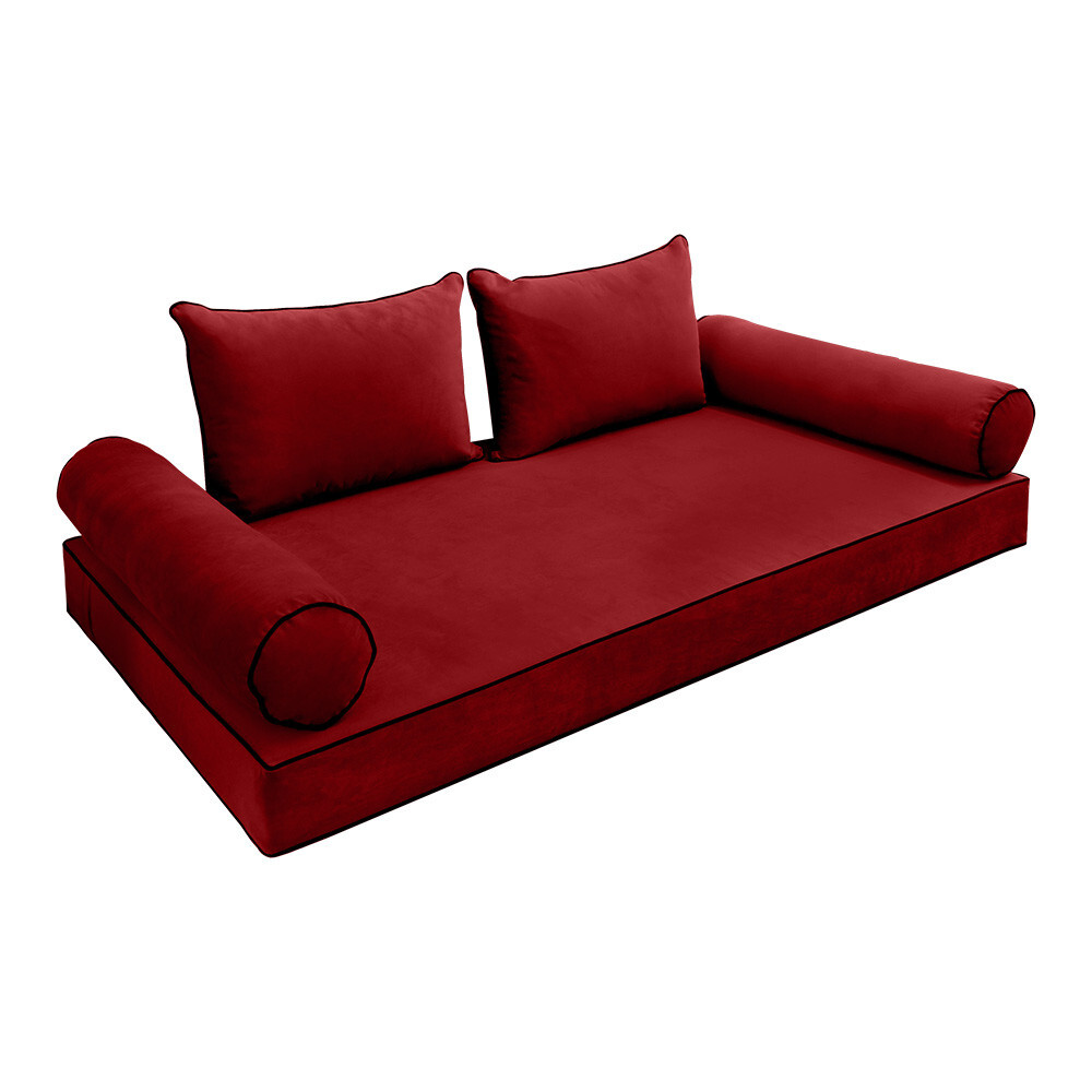 COVER ONLY Model V4 Twin Velvet Contrast Indoor Daybed Mattress Cushion  AD369