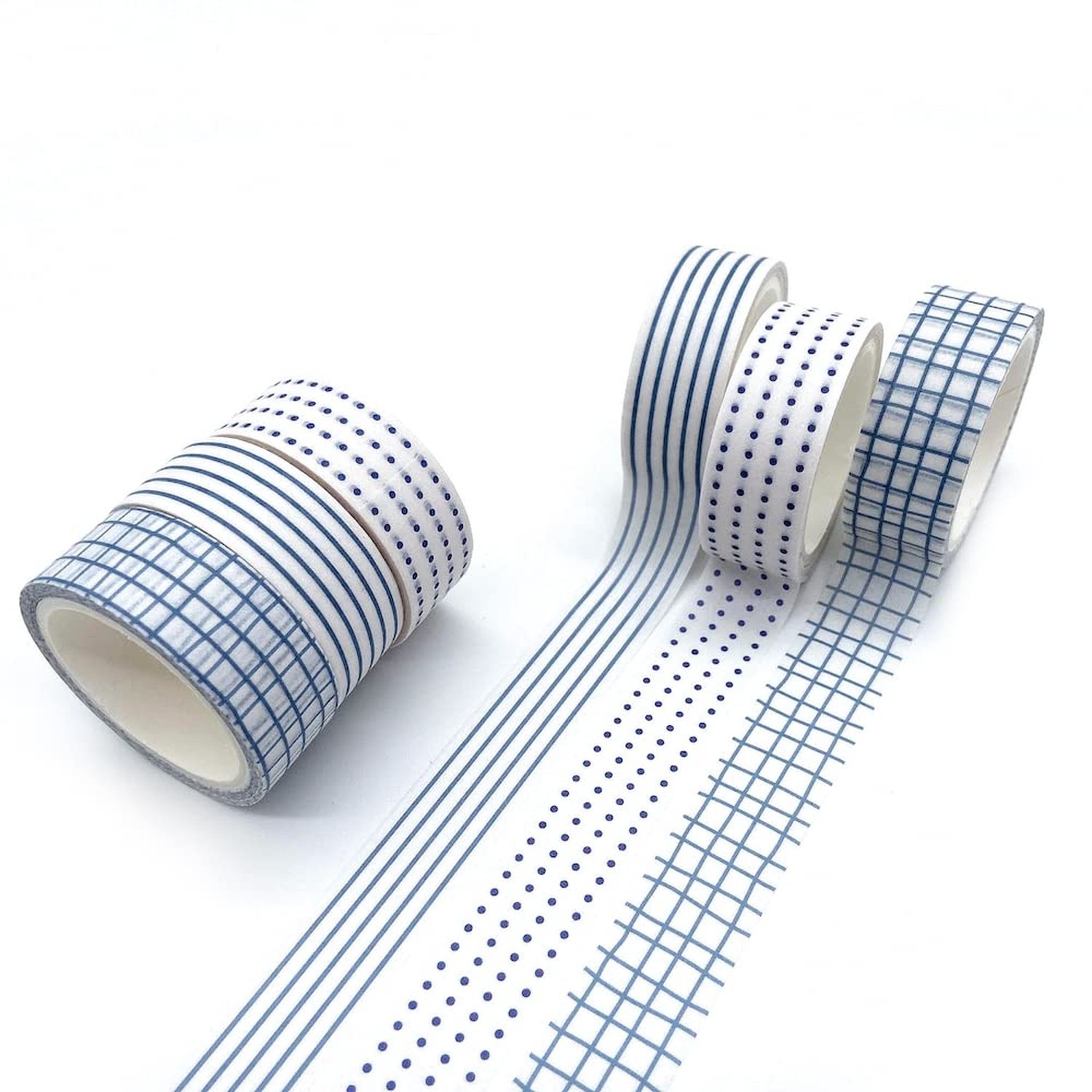 Basic Washi Tape Set 12 Rolls Dot & Grid Decorative Tapes for Journals, Plann...