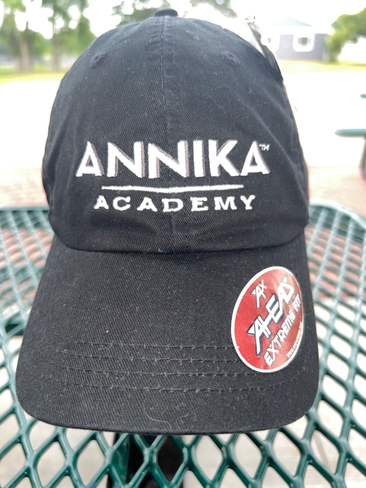 Annika Academy Black w White Ahead Extreme Fit Brand Hat Cap Hook Loop w/Tag EUC