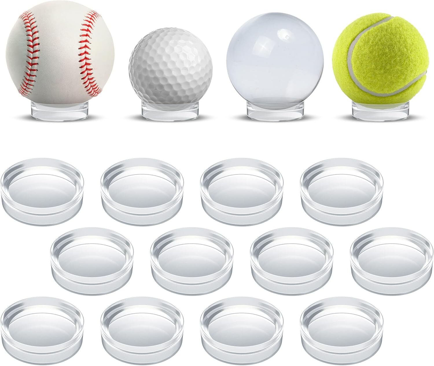 Houseables Baseball Stand, Display Holder, 12 Pack, Clear, 1 5/8 Inch, Clear