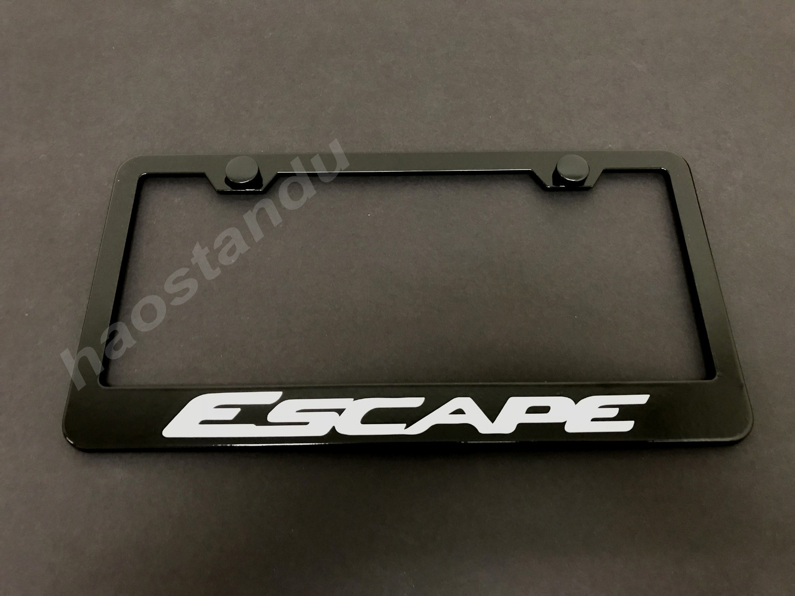 1xESCAPE BLACK Stainless Metal License Plate Frame + Screw Caps **