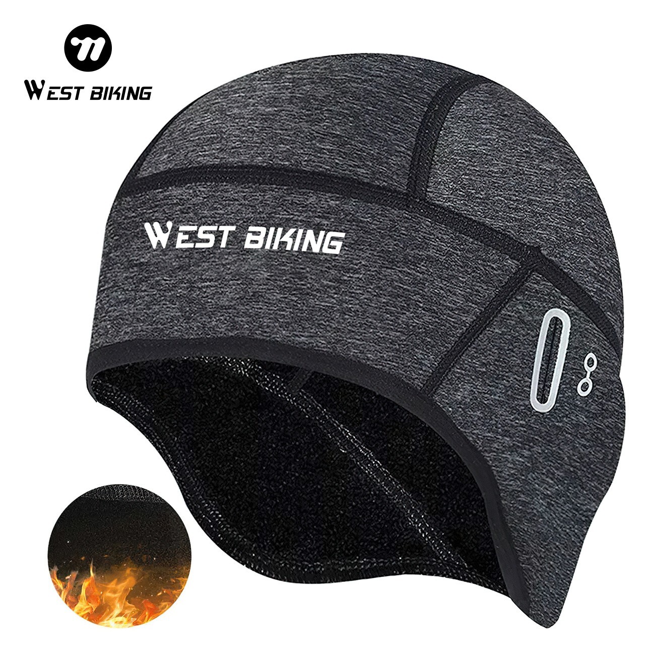 West Biking Winter Sports Hat Motorcycle Cycling Ski Fleece Helmet Cap Grey